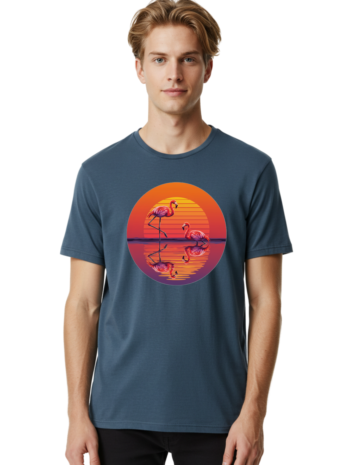 Flamingos-At-Sunset-1 Men'S Graphic Tee, 100% Cotton, Comfortable Casual Summer Wear, Machine Washable, Vintage Camera, Old Camera, Antique Camera, Black Camera, Classic Photography, Photography Equipment, Nostalgic Device, Film Camera, Bai856
