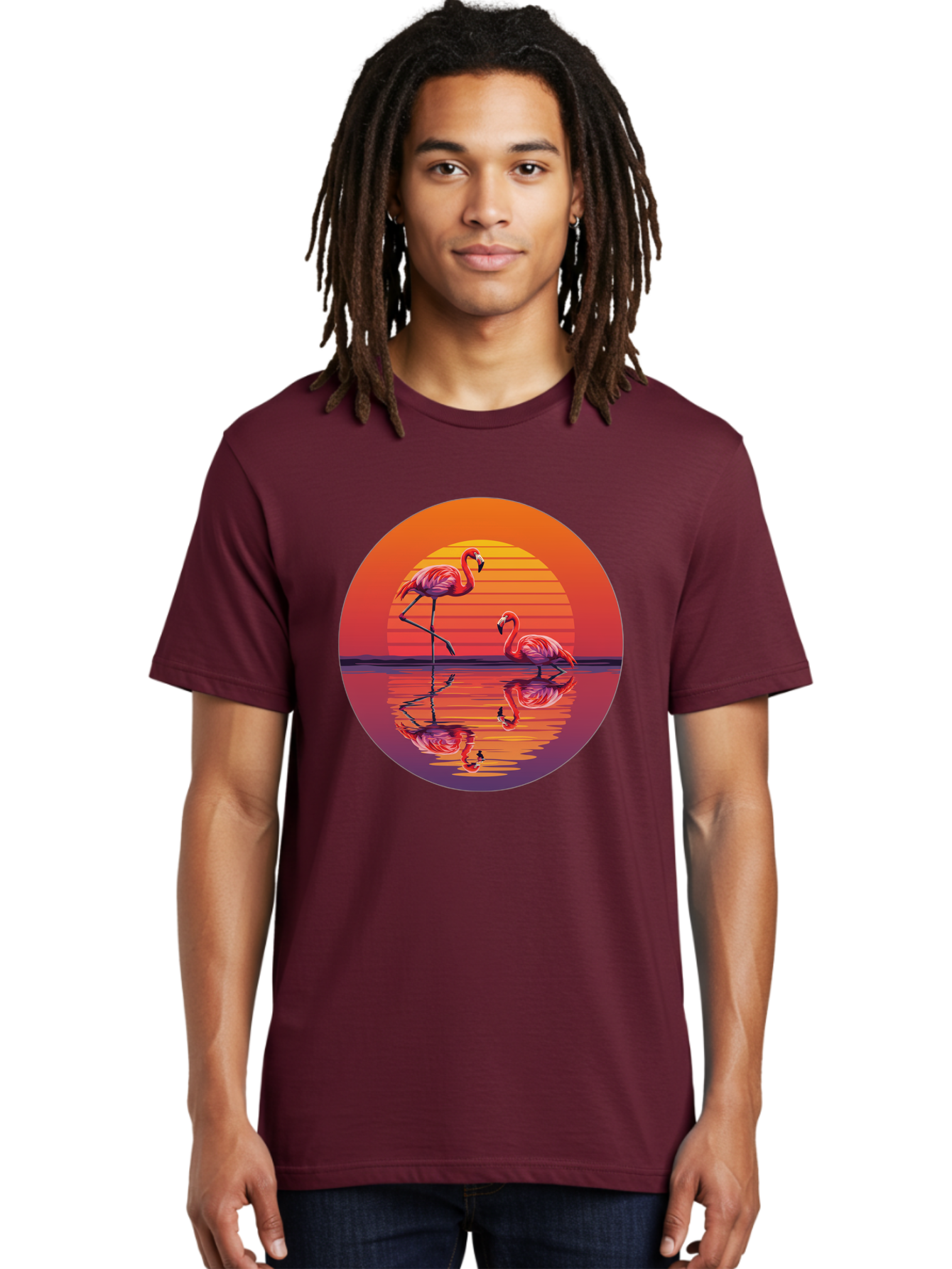 Flamingos-At-Sunset-1 Men'S Graphic Tee, 100% Cotton, Comfortable Casual Summer Wear, Machine Washable, Vintage Camera, Old Camera, Antique Camera, Black Camera, Classic Photography, Photography Equipment, Nostalgic Device, Film Camera, Bai856