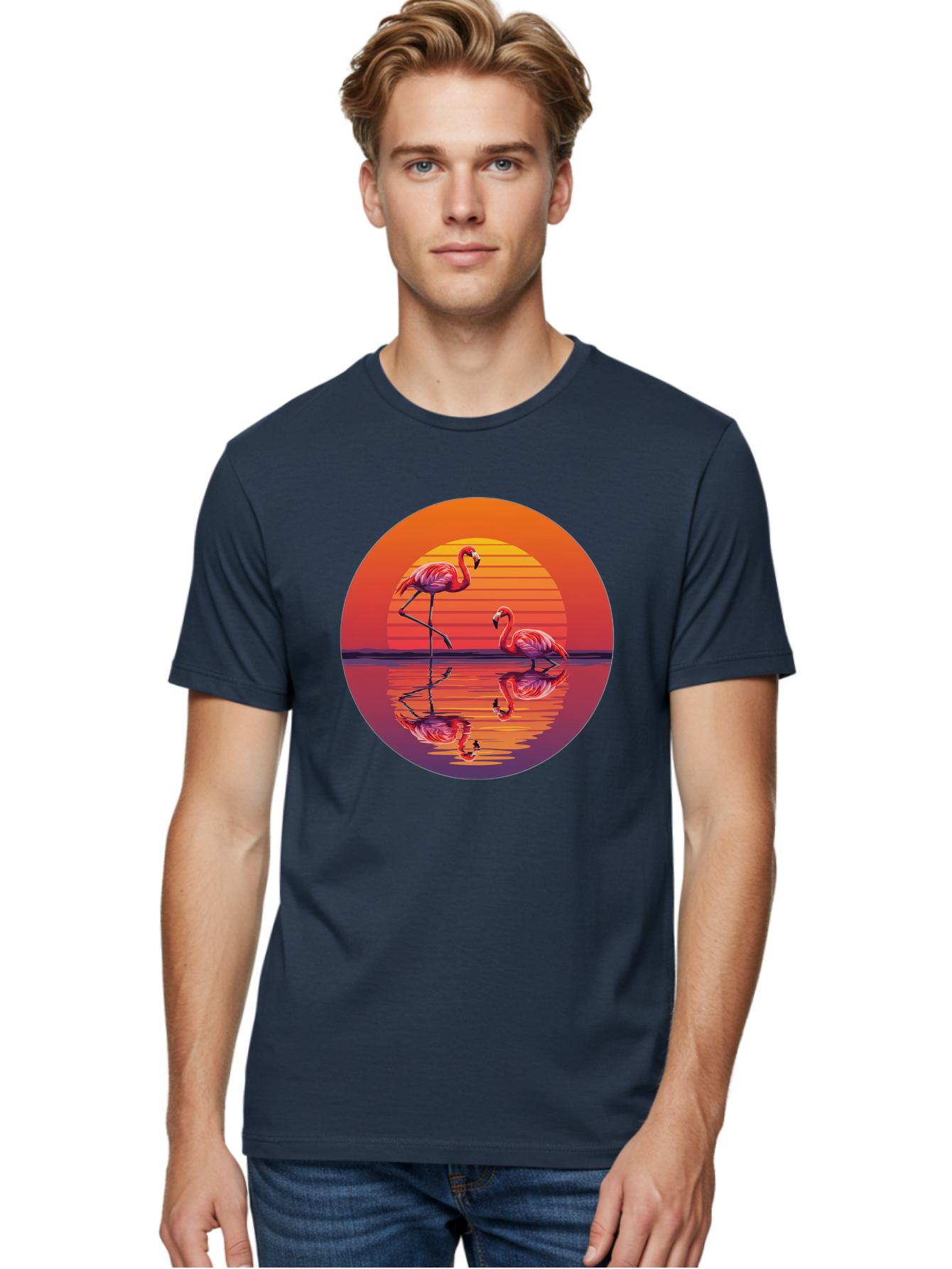 Flamingos-At-Sunset-1 Men'S Graphic Tee, 100% Cotton, Comfortable Casual Summer Wear, Machine Washable, Vintage Camera, Old Camera, Antique Camera, Black Camera, Classic Photography, Photography Equipment, Nostalgic Device, Film Camera, Bai856