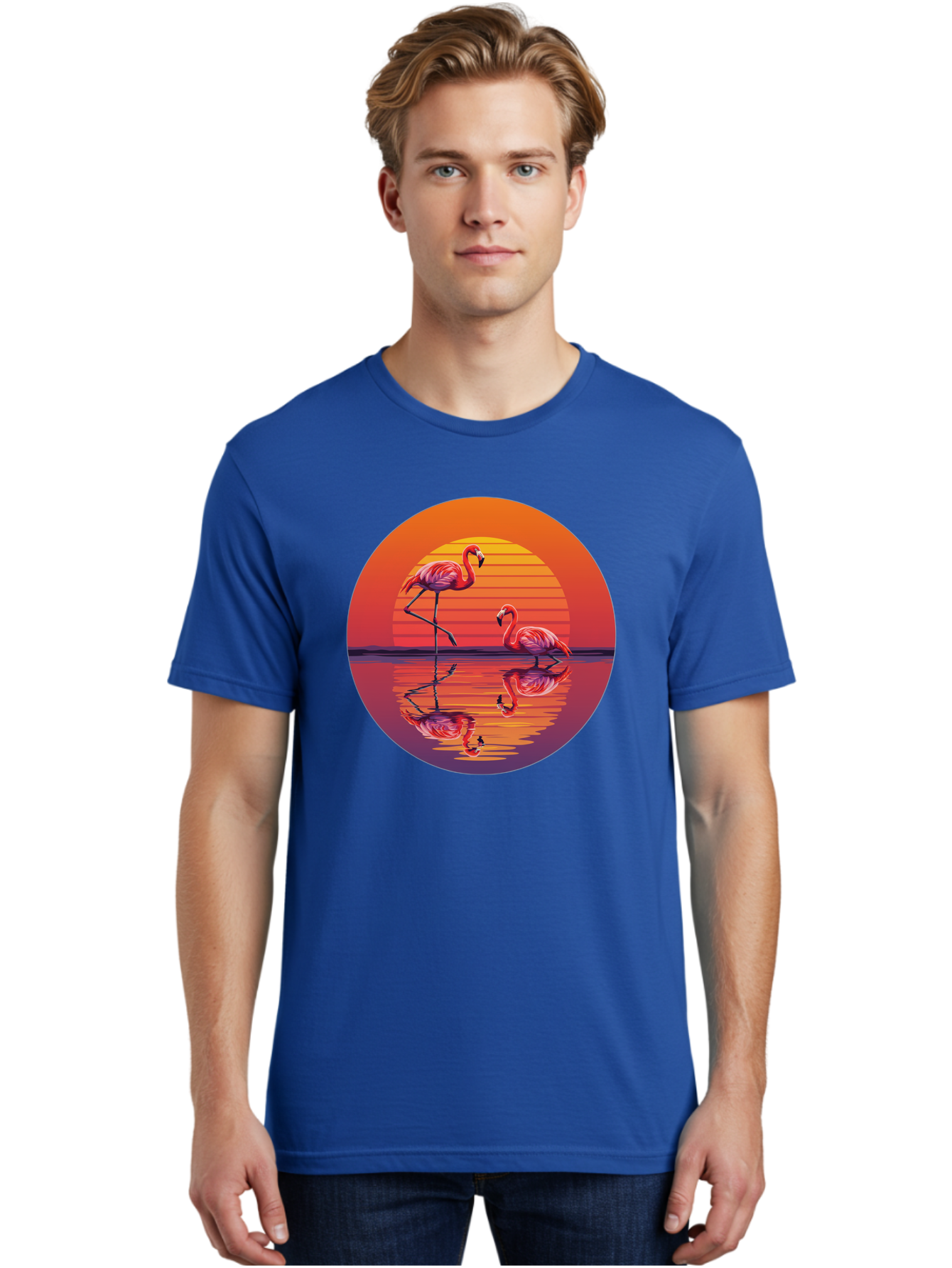 Flamingos-At-Sunset-1 Men'S Graphic Tee, 100% Cotton, Comfortable Casual Summer Wear, Machine Washable, Vintage Camera, Old Camera, Antique Camera, Black Camera, Classic Photography, Photography Equipment, Nostalgic Device, Film Camera, Bai856