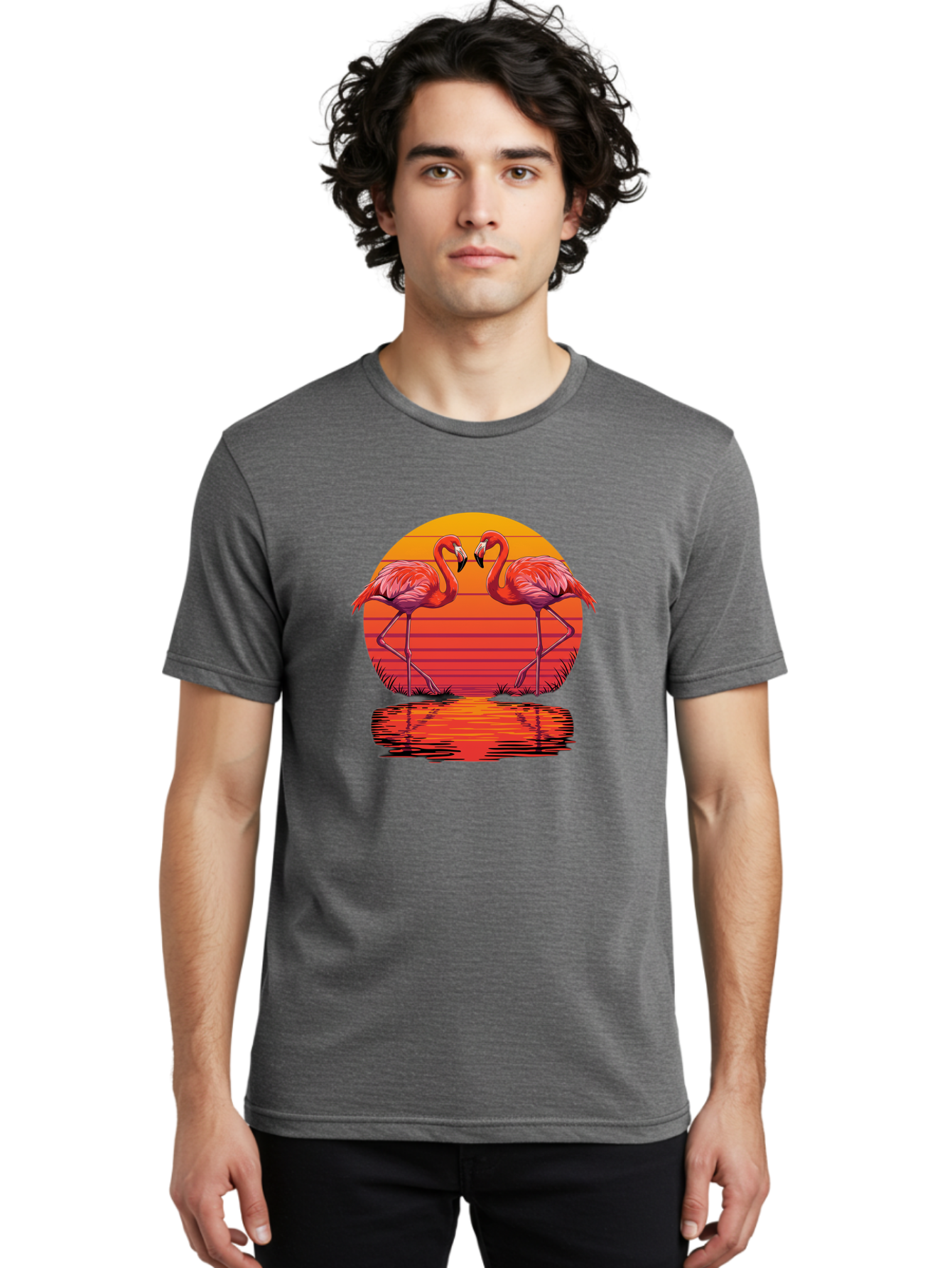Flamingos-At-Sunset Men'S Graphic Tee, 100% Cotton, Comfortable Casual Summer Wear, Machine Washable, Vintage Camera, Old Camera, Antique Camera, Black Camera, Classic Photography, Photography Equipment, Nostalgic Device, Film Camera, Bai857