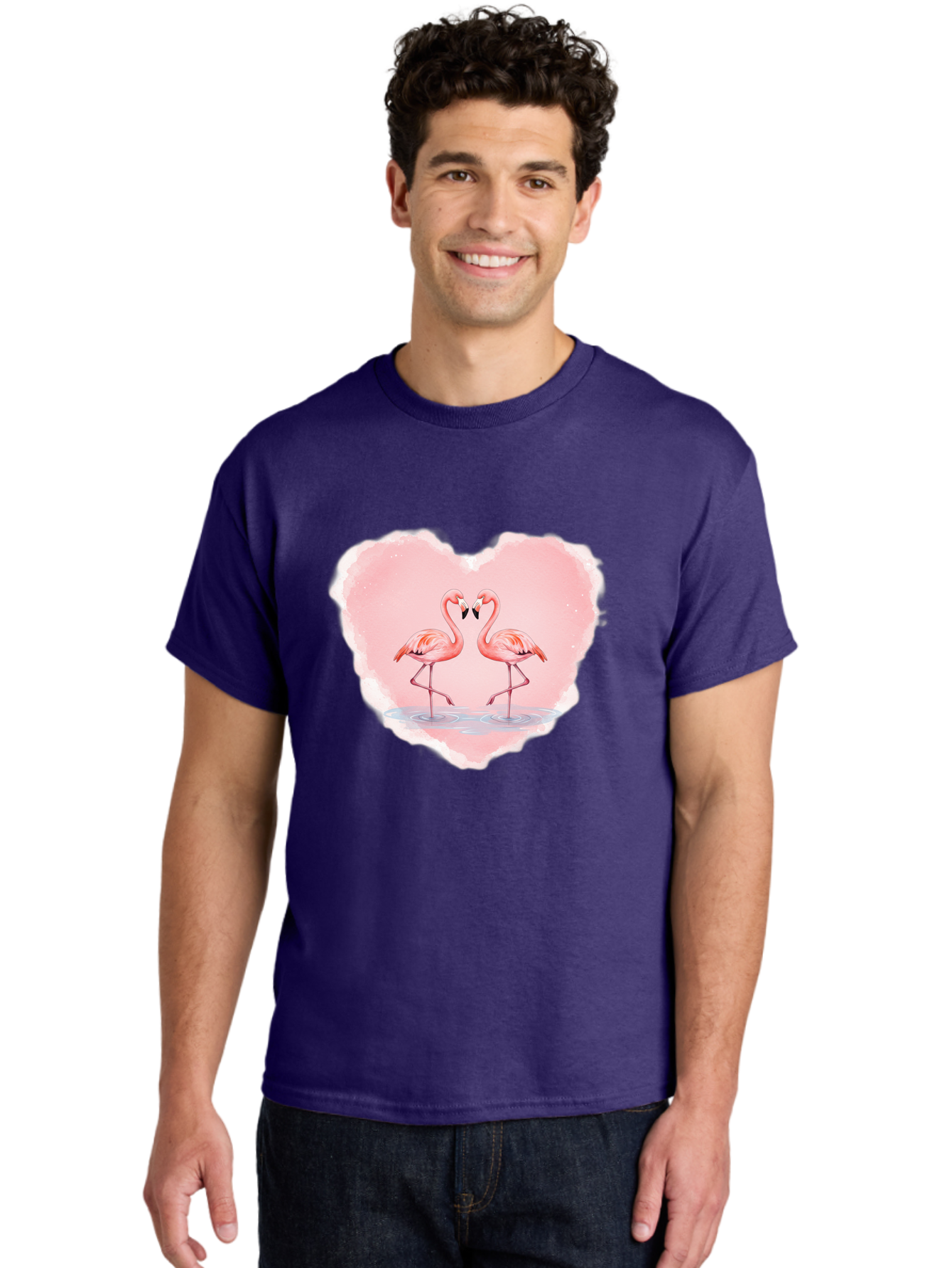 Flamingos-Forming-Heart Men'S Graphic Tee, 100% Cotton, Comfortable Casual Summer Wear, Machine Washable, Vintage Camera, Old Camera, Antique Camera, Black Camera, Classic Photography, Photography Equipment, Nostalgic Device, Film Camera, Bai858