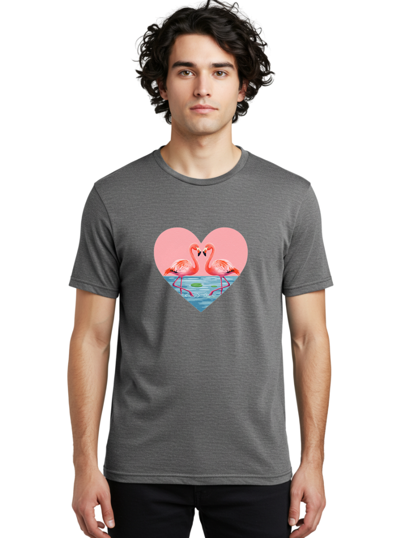 Flamingos-Heart-1 Men'S Graphic Tee, 100% Cotton, Comfortable Casual Summer Wear, Machine Washable, Vintage Camera, Old Camera, Antique Camera, Black Camera, Classic Photography, Photography Equipment, Nostalgic Device, Film Camera, Camera Art Bai859