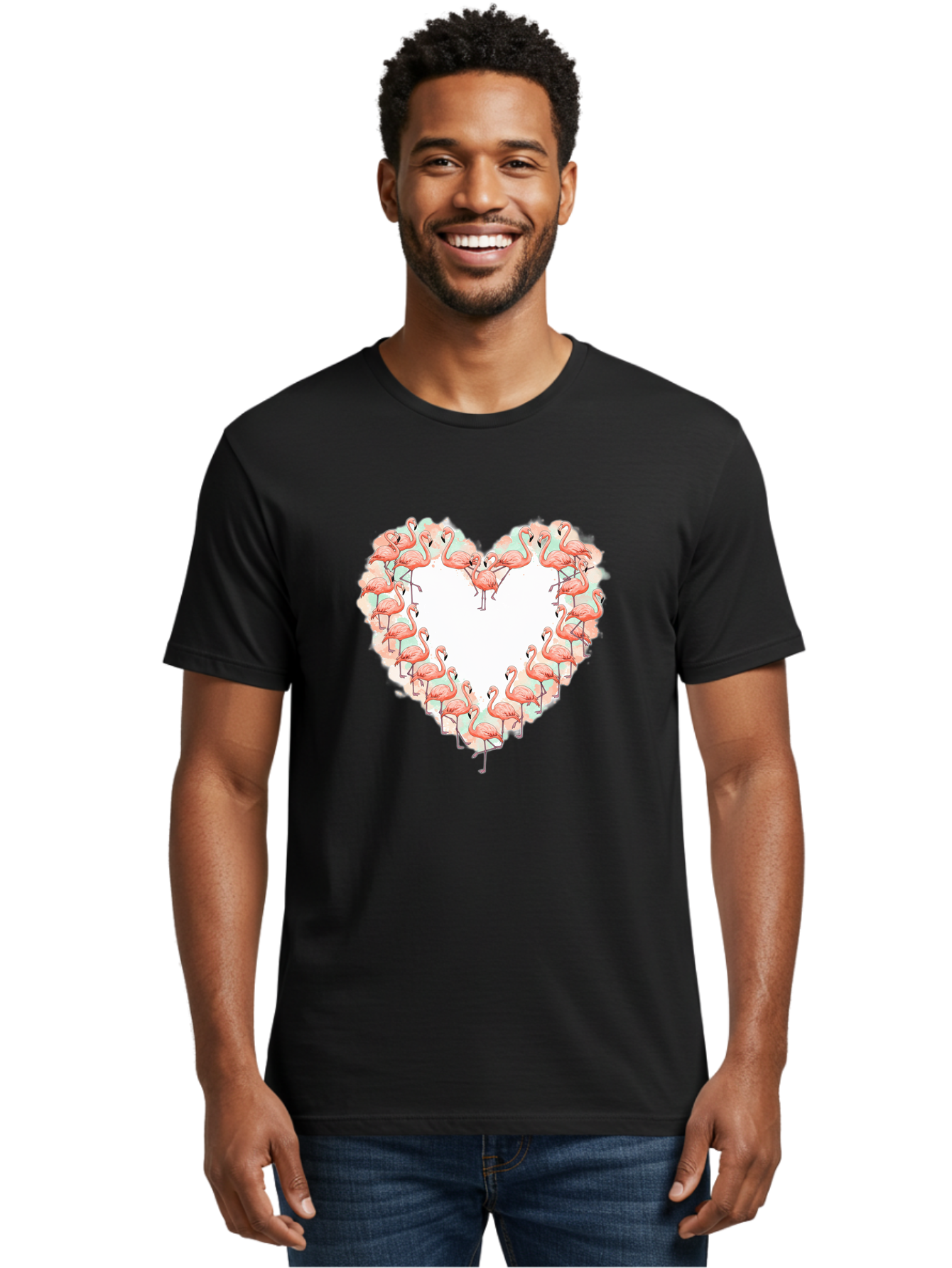 Flamingos-Heart-2 Men'S Graphic Tee, 100% Cotton, Comfortable Casual Summer Wear, Machine Washable, Vintage Camera, Old Camera, Antique Camera, Black Camera, Classic Photography, Photography Equipment, Nostalgic Device, Film Camera, Camera Art Bai860