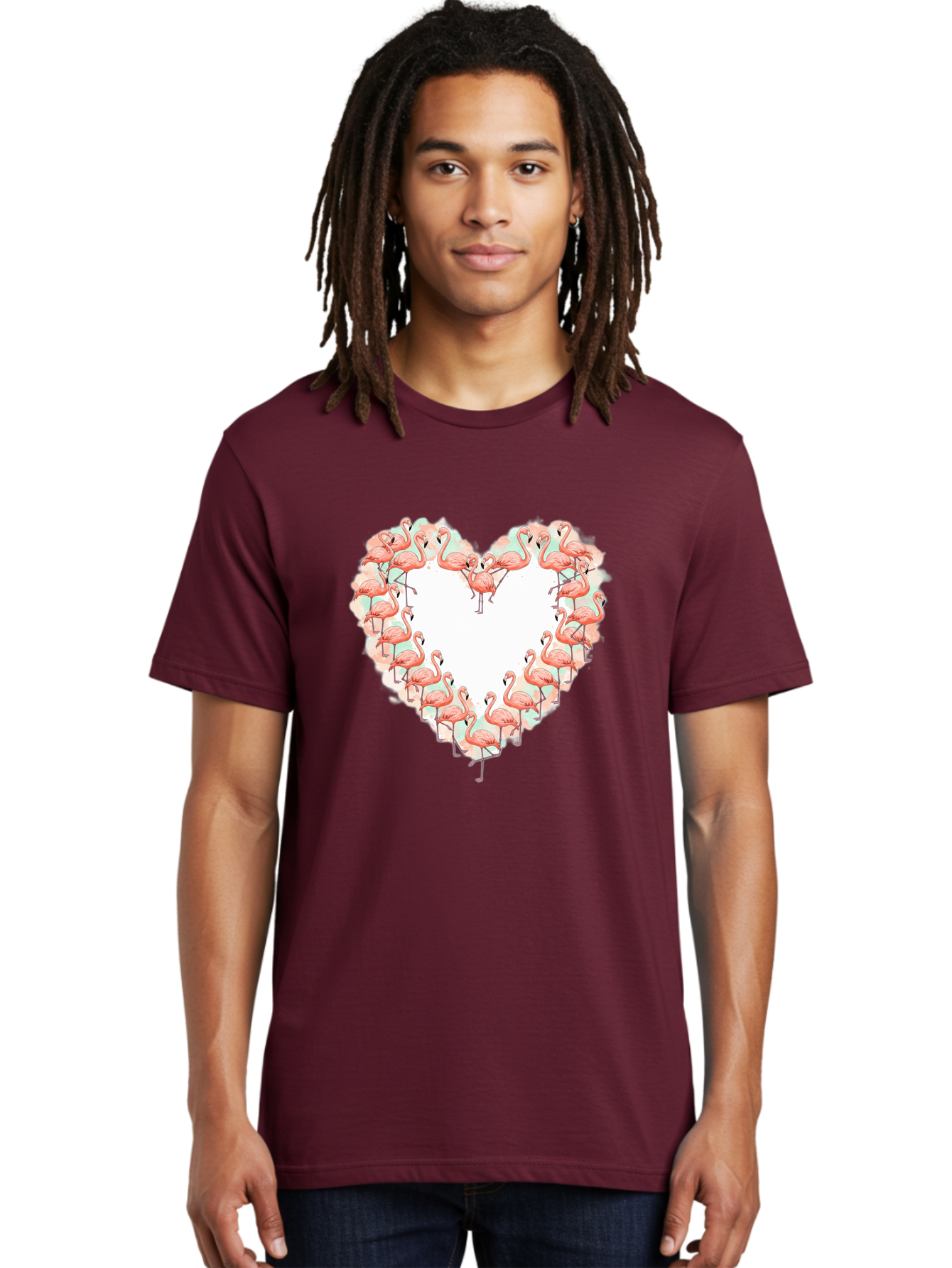 Flamingos-Heart-2 Men'S Graphic Tee, 100% Cotton, Comfortable Casual Summer Wear, Machine Washable, Vintage Camera, Old Camera, Antique Camera, Black Camera, Classic Photography, Photography Equipment, Nostalgic Device, Film Camera, Camera Art Bai860