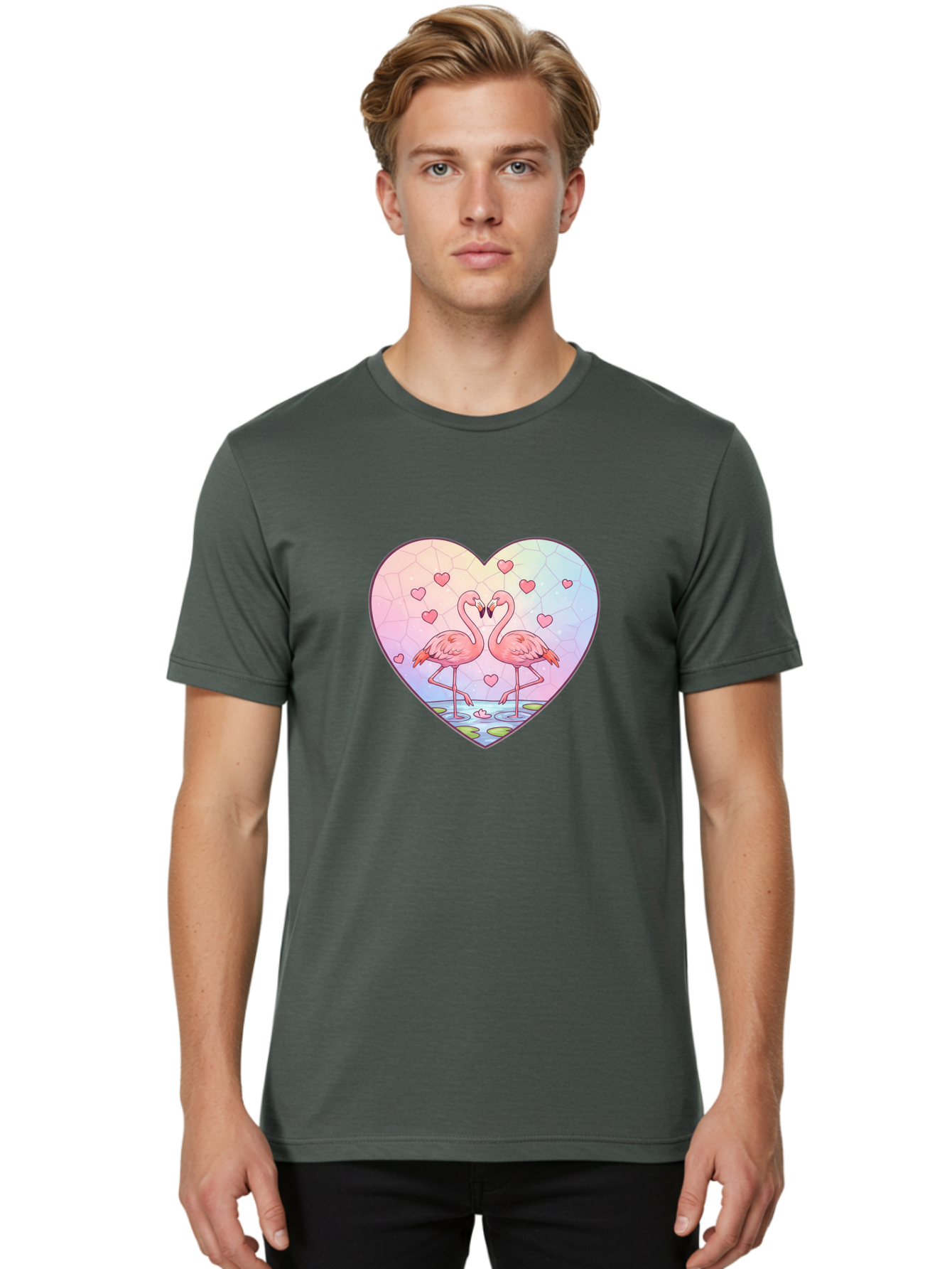Flamingos-Heart Men'S Graphic Tee, 100% Cotton, Comfortable Casual Summer Wear, Machine Washable, Vintage Camera, Old Camera, Antique Camera, Black Camera, Classic Photography, Photography Equipment, Nostalgic Device, Film Camera, Camera Art Bai862