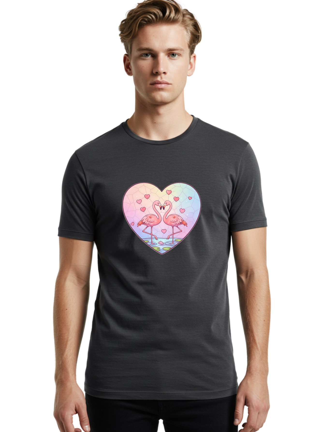 Flamingos-Heart Men'S Graphic Tee, 100% Cotton, Comfortable Casual Summer Wear, Machine Washable, Vintage Camera, Old Camera, Antique Camera, Black Camera, Classic Photography, Photography Equipment, Nostalgic Device, Film Camera, Camera Art Bai862