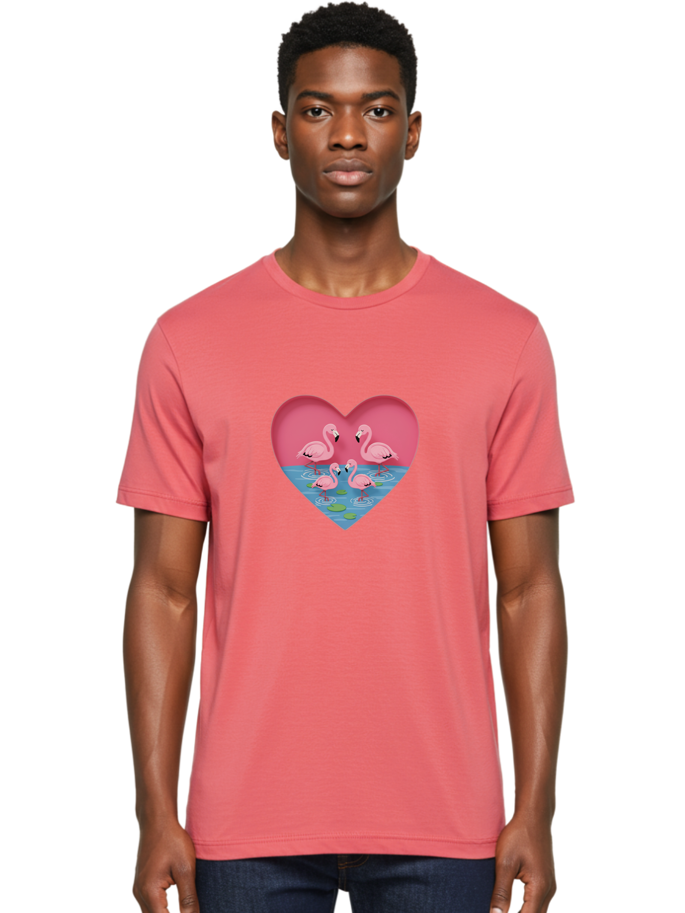 Flamingos-In-Heart-1 Men'S Graphic Tee, 100% Cotton, Comfortable Casual Summer Wear, Machine Washable, Vintage Camera, Old Camera, Antique Camera, Black Camera, Classic Photography, Photography Equipment, Nostalgic Device, Film Camera, Bai863