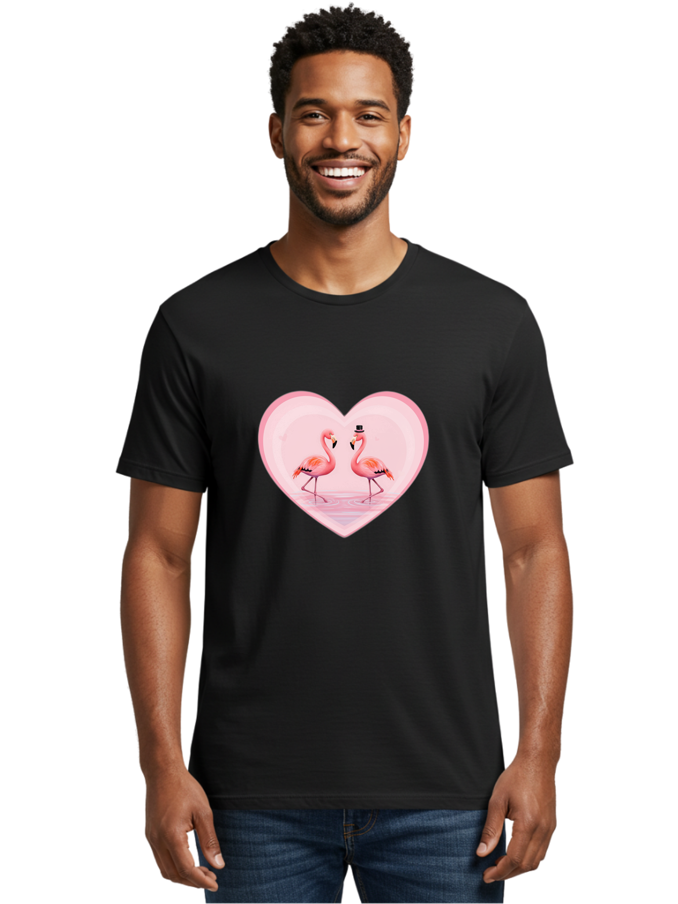 Flamingos-In-Heart-2 Men'S Graphic Tee, 100% Cotton, Comfortable Casual Summer Wear, Machine Washable, Vintage Camera, Old Camera, Antique Camera, Black Camera, Classic Photography, Photography Equipment, Nostalgic Device, Film Camera, Bai864