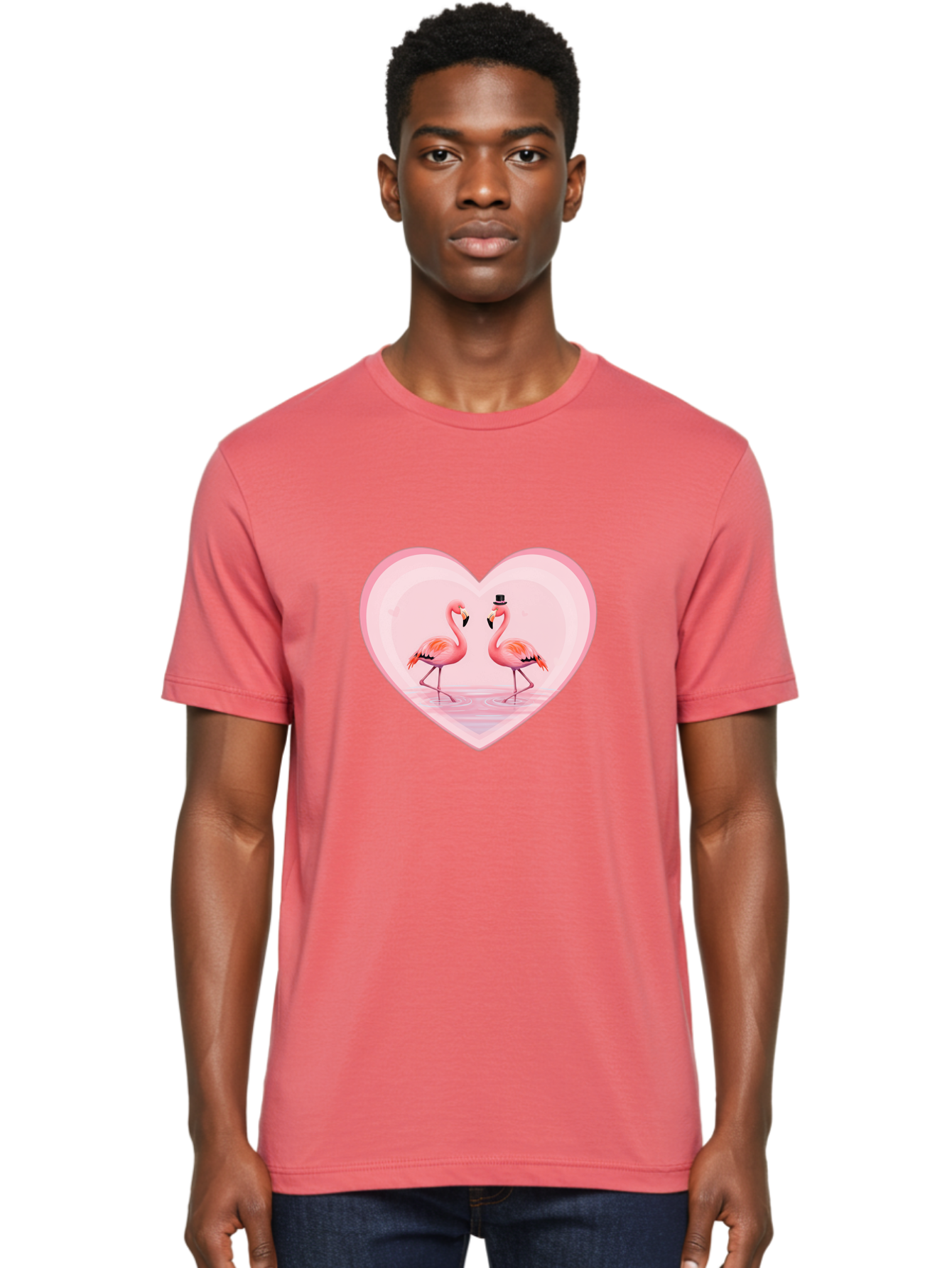Flamingos-In-Heart-2 Men'S Graphic Tee, 100% Cotton, Comfortable Casual Summer Wear, Machine Washable, Vintage Camera, Old Camera, Antique Camera, Black Camera, Classic Photography, Photography Equipment, Nostalgic Device, Film Camera, Bai864