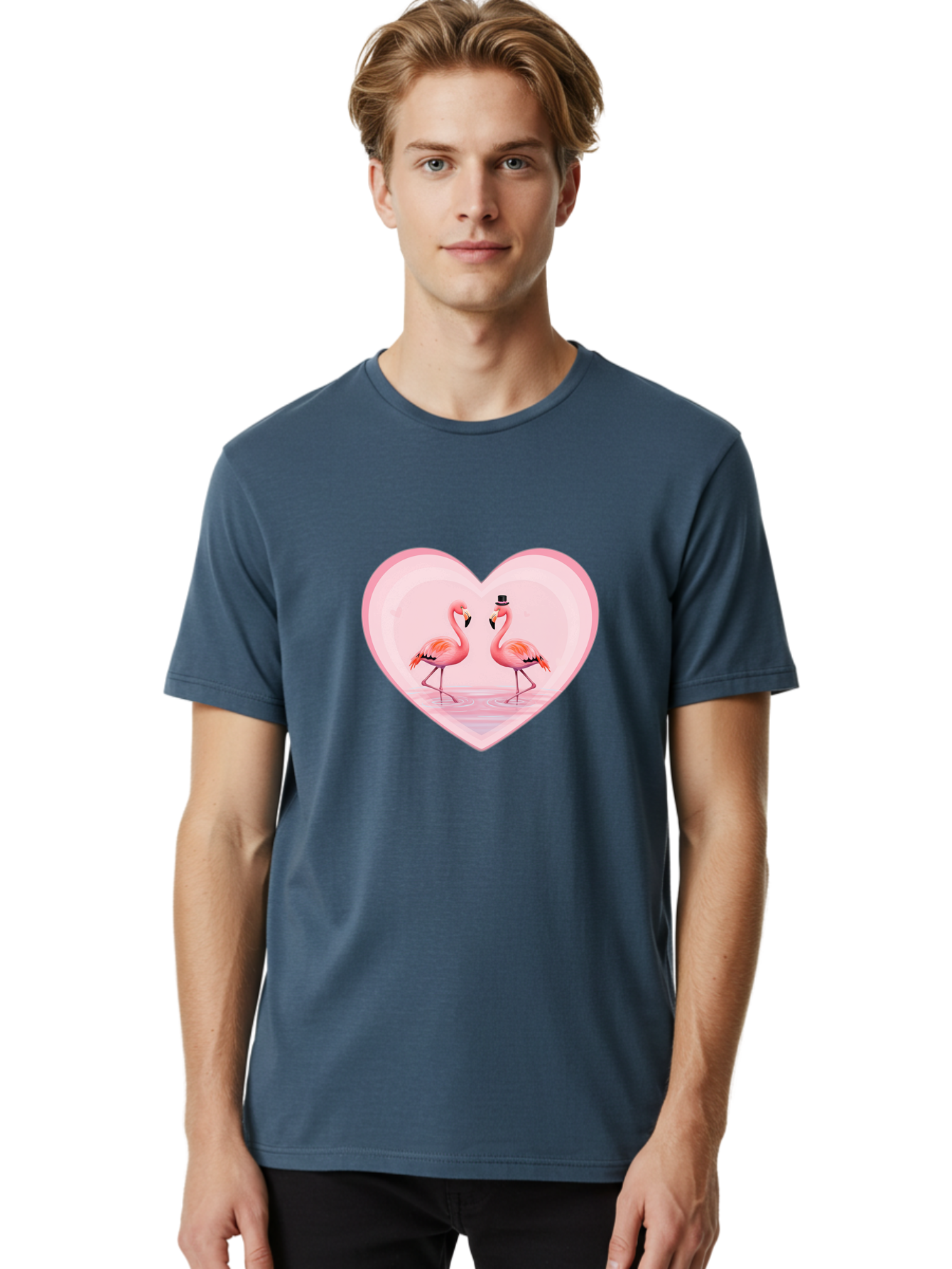 Flamingos-In-Heart-2 Men'S Graphic Tee, 100% Cotton, Comfortable Casual Summer Wear, Machine Washable, Vintage Camera, Old Camera, Antique Camera, Black Camera, Classic Photography, Photography Equipment, Nostalgic Device, Film Camera, Bai864