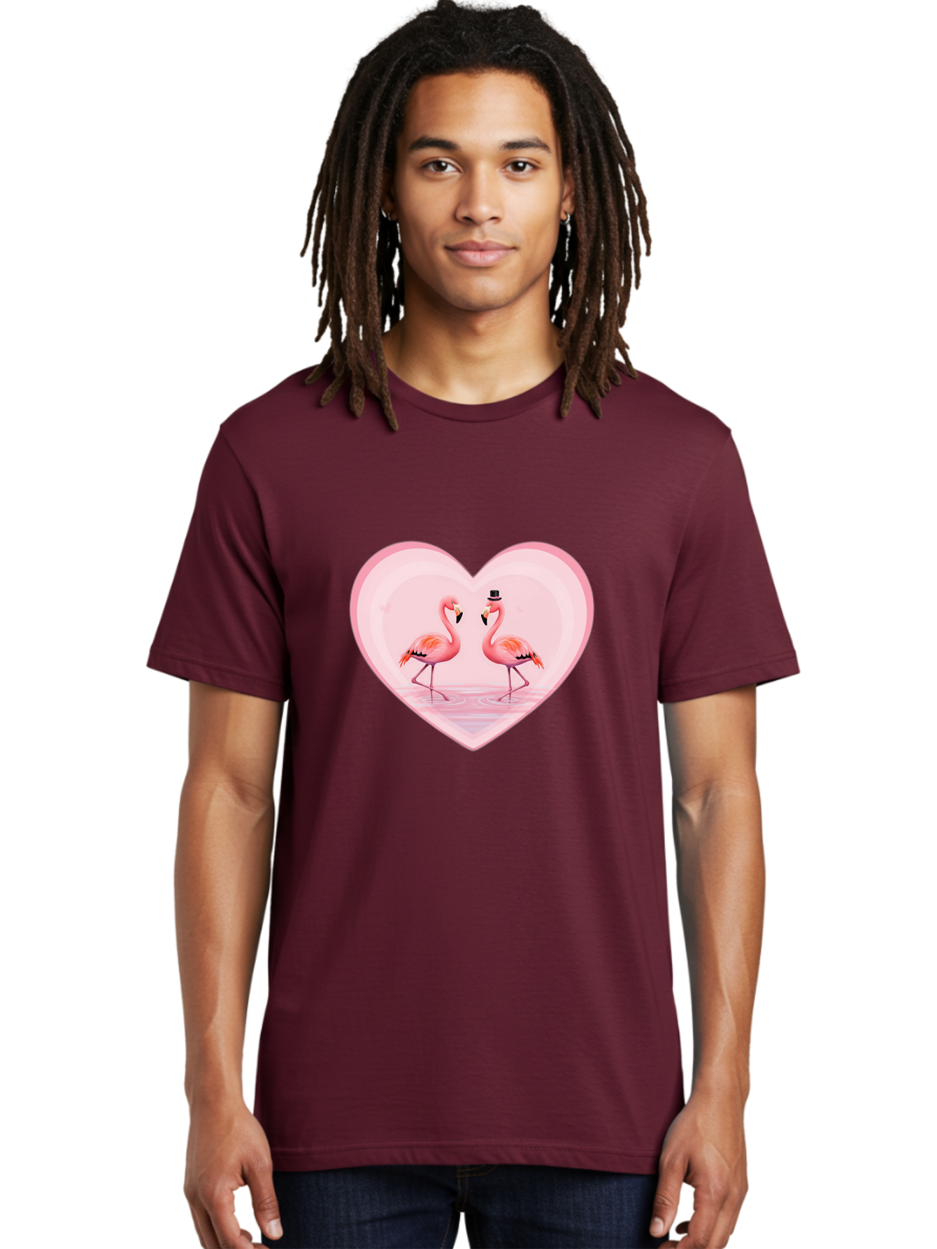 Flamingos-In-Heart-2 Men'S Graphic Tee, 100% Cotton, Comfortable Casual Summer Wear, Machine Washable, Vintage Camera, Old Camera, Antique Camera, Black Camera, Classic Photography, Photography Equipment, Nostalgic Device, Film Camera, Bai864