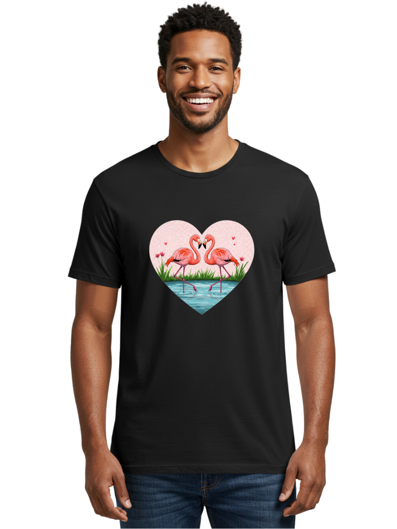 Flamingos-In-Heart-3 Men'S Graphic Tee, 100% Cotton, Comfortable Casual Summer Wear, Machine Washable, Vintage Camera, Old Camera, Antique Camera, Black Camera, Classic Photography, Photography Equipment, Nostalgic Device, Film Camera, Bai865
