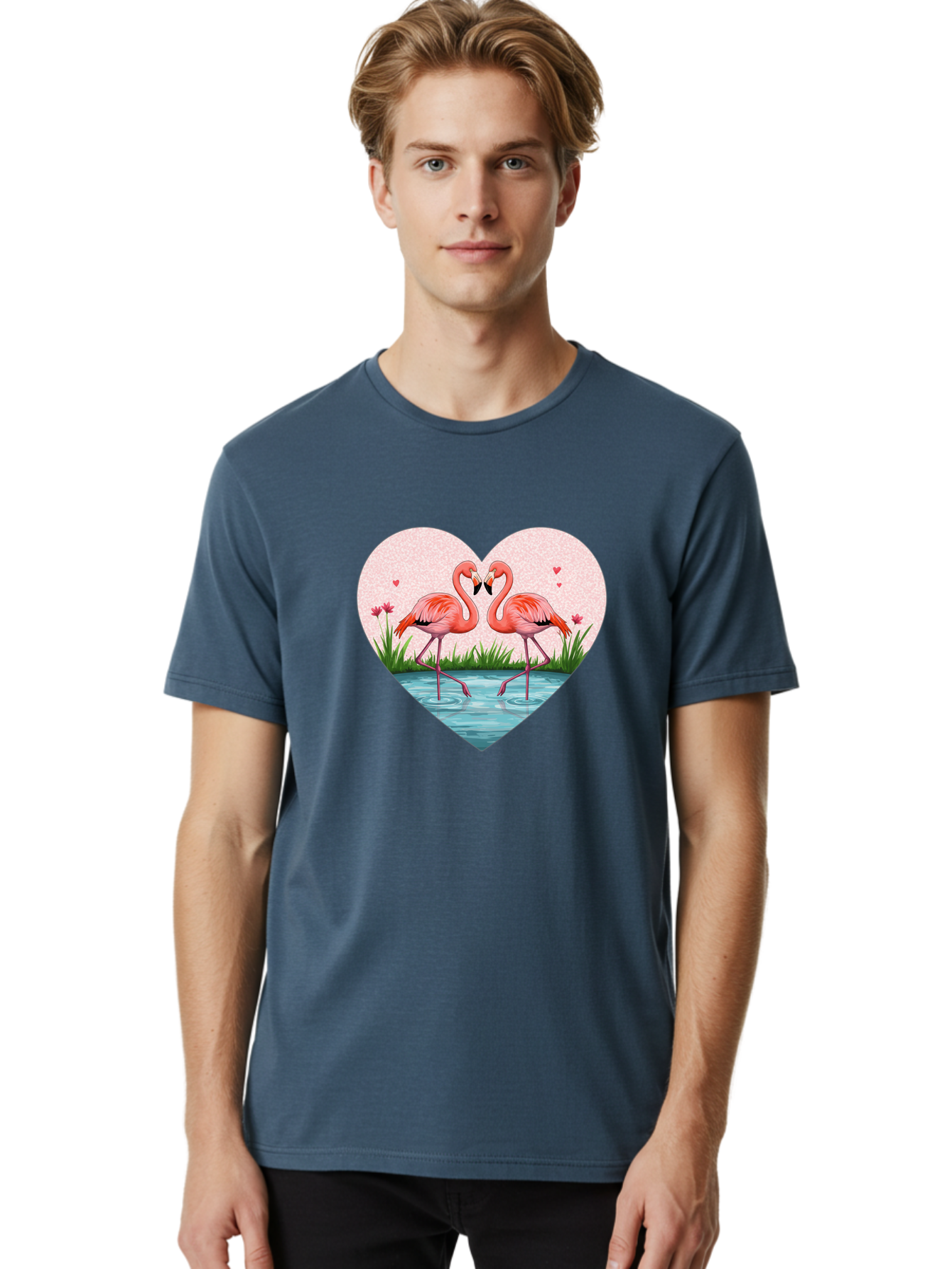 Flamingos-In-Heart-3 Men'S Graphic Tee, 100% Cotton, Comfortable Casual Summer Wear, Machine Washable, Vintage Camera, Old Camera, Antique Camera, Black Camera, Classic Photography, Photography Equipment, Nostalgic Device, Film Camera, Bai865