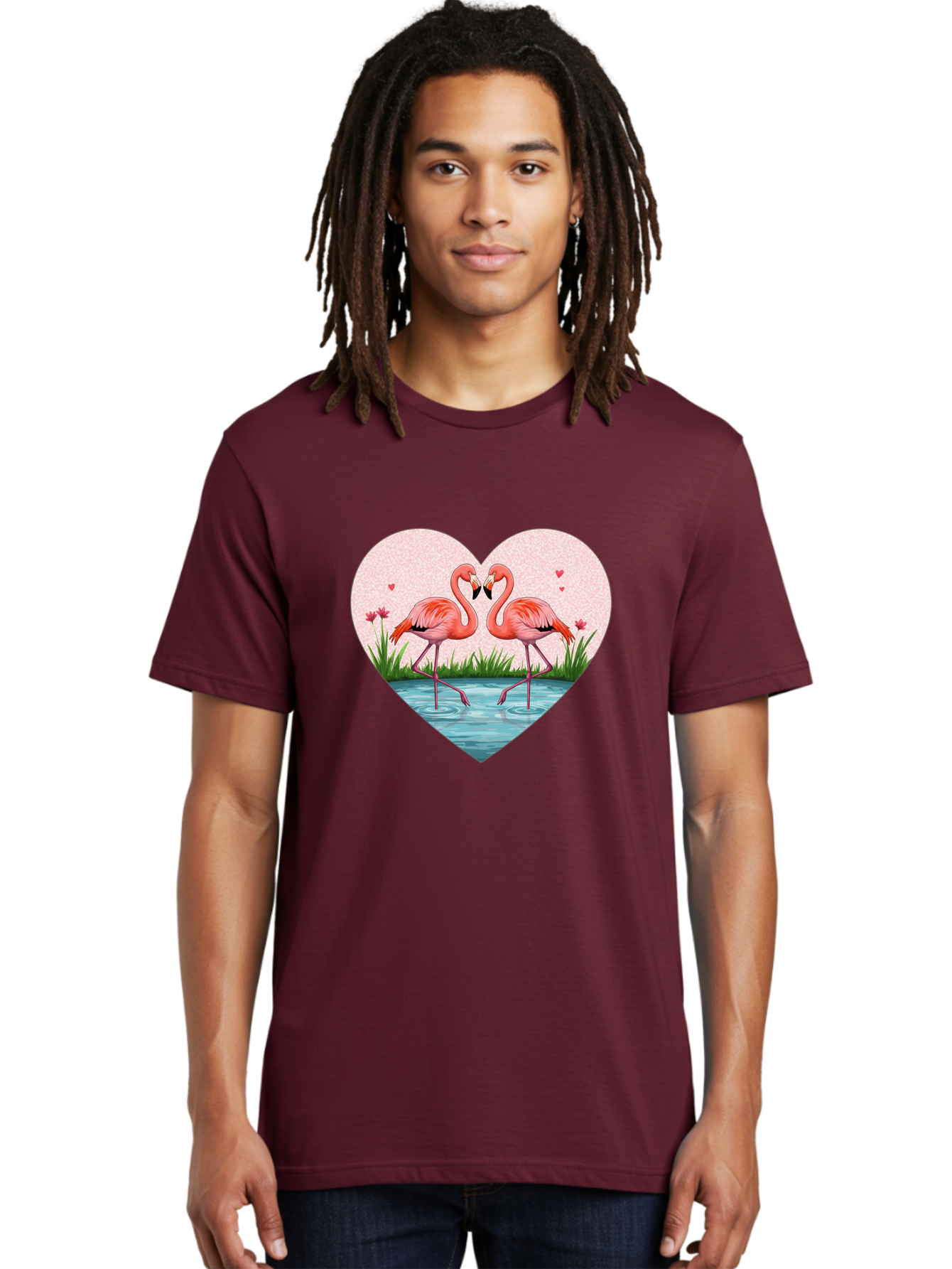 Flamingos-In-Heart-3 Men'S Graphic Tee, 100% Cotton, Comfortable Casual Summer Wear, Machine Washable, Vintage Camera, Old Camera, Antique Camera, Black Camera, Classic Photography, Photography Equipment, Nostalgic Device, Film Camera, Bai865