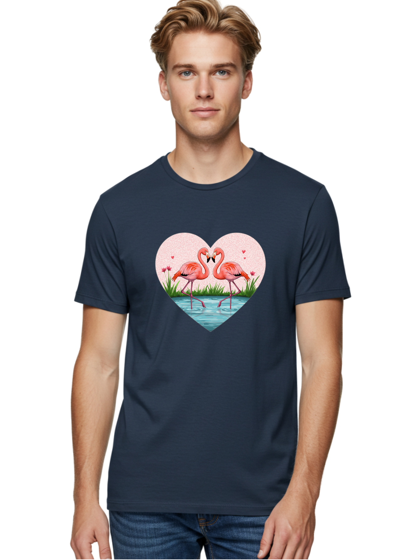Flamingos-In-Heart-3 Men'S Graphic Tee, 100% Cotton, Comfortable Casual Summer Wear, Machine Washable, Vintage Camera, Old Camera, Antique Camera, Black Camera, Classic Photography, Photography Equipment, Nostalgic Device, Film Camera, Bai865