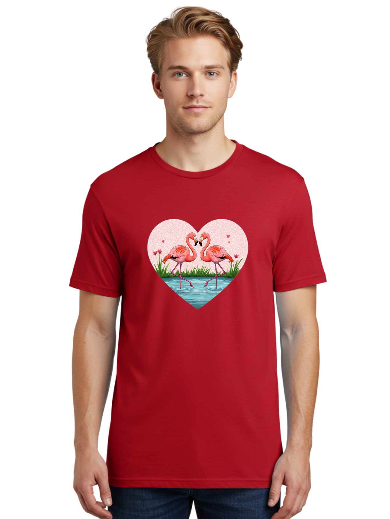 Flamingos-In-Heart-3 Men'S Graphic Tee, 100% Cotton, Comfortable Casual Summer Wear, Machine Washable, Vintage Camera, Old Camera, Antique Camera, Black Camera, Classic Photography, Photography Equipment, Nostalgic Device, Film Camera, Bai865