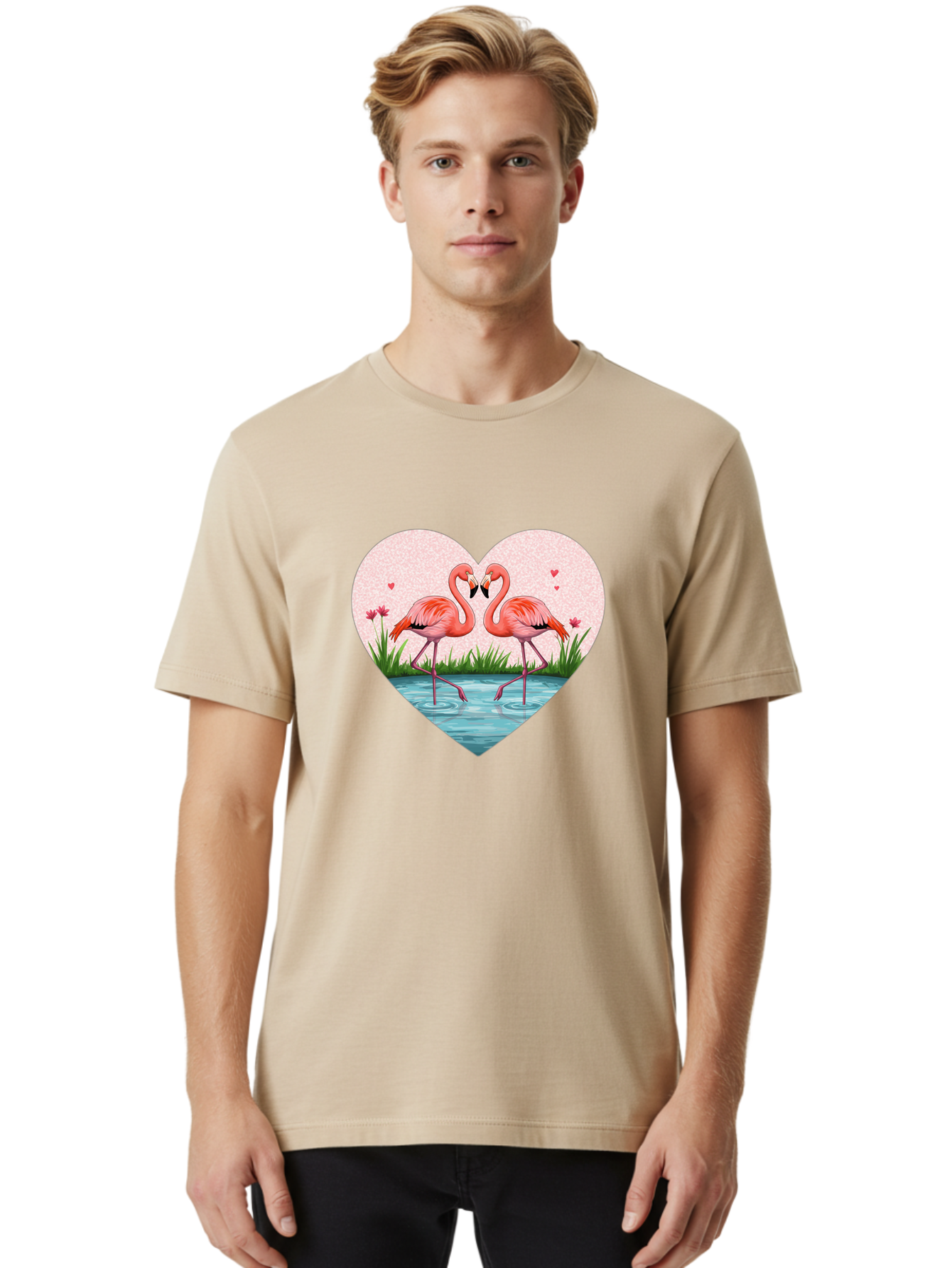 Flamingos-In-Heart-3 Men'S Graphic Tee, 100% Cotton, Comfortable Casual Summer Wear, Machine Washable, Vintage Camera, Old Camera, Antique Camera, Black Camera, Classic Photography, Photography Equipment, Nostalgic Device, Film Camera, Bai865