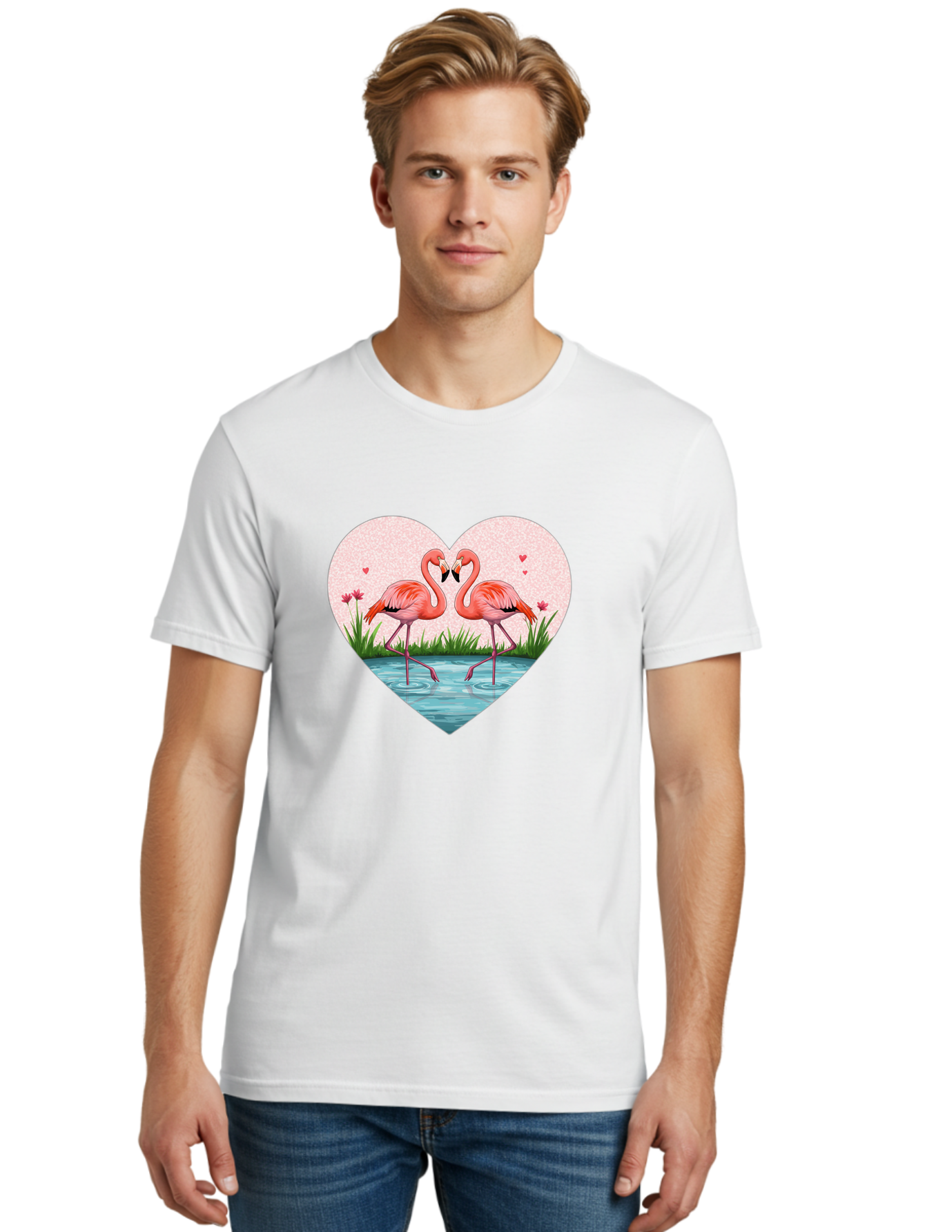 Flamingos-In-Heart-3 Men'S Graphic Tee, 100% Cotton, Comfortable Casual Summer Wear, Machine Washable, Vintage Camera, Old Camera, Antique Camera, Black Camera, Classic Photography, Photography Equipment, Nostalgic Device, Film Camera, Bai865