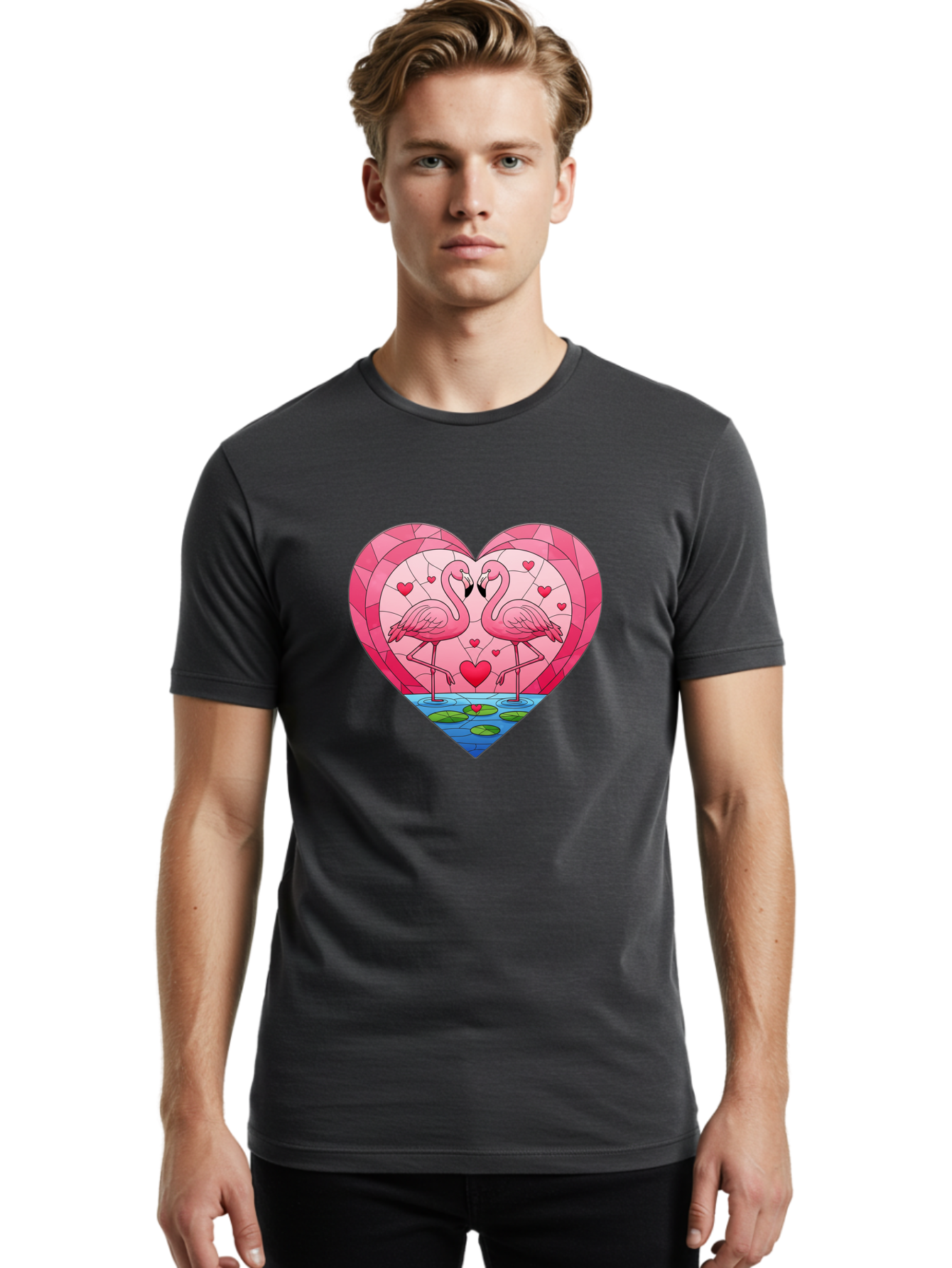 Flamingos-In-Heart-4 Men'S Graphic Tee, 100% Cotton, Comfortable Casual Summer Wear, Machine Washable, Vintage Camera, Old Camera, Antique Camera, Black Camera, Classic Photography, Photography Equipment, Nostalgic Device, Film Camera, Bai866
