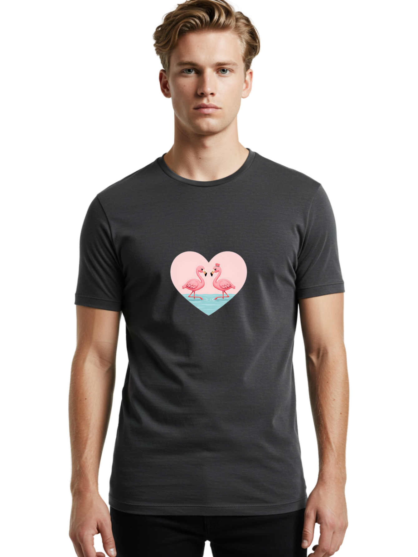 Flamingos-In-Heart Men'S Graphic Tee, 100% Cotton, Comfortable Casual Summer Wear, Machine Washable, Vintage Camera, Old Camera, Antique Camera, Black Camera, Classic Photography, Photography Equipment, Nostalgic Device, Film Camera, Bai867