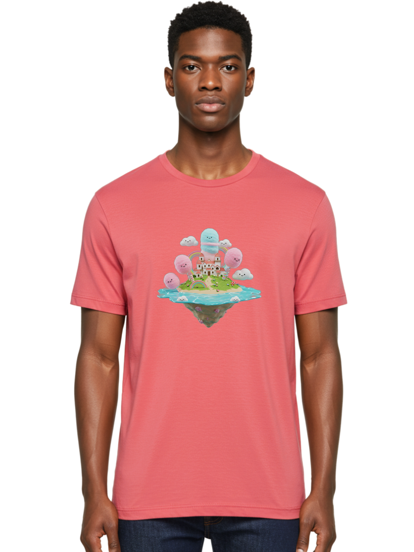 Floating-Castle-With-Smiling-Cotton-Candy-Clouds Men'S Graphic Tee, 100% Cotton, Comfortable Casual Summer Wear, Machine Washable, Vintage Camera, Old Camera, Antique Camera, Black Camera, Classic Photography, Photography Equipment, Bai871