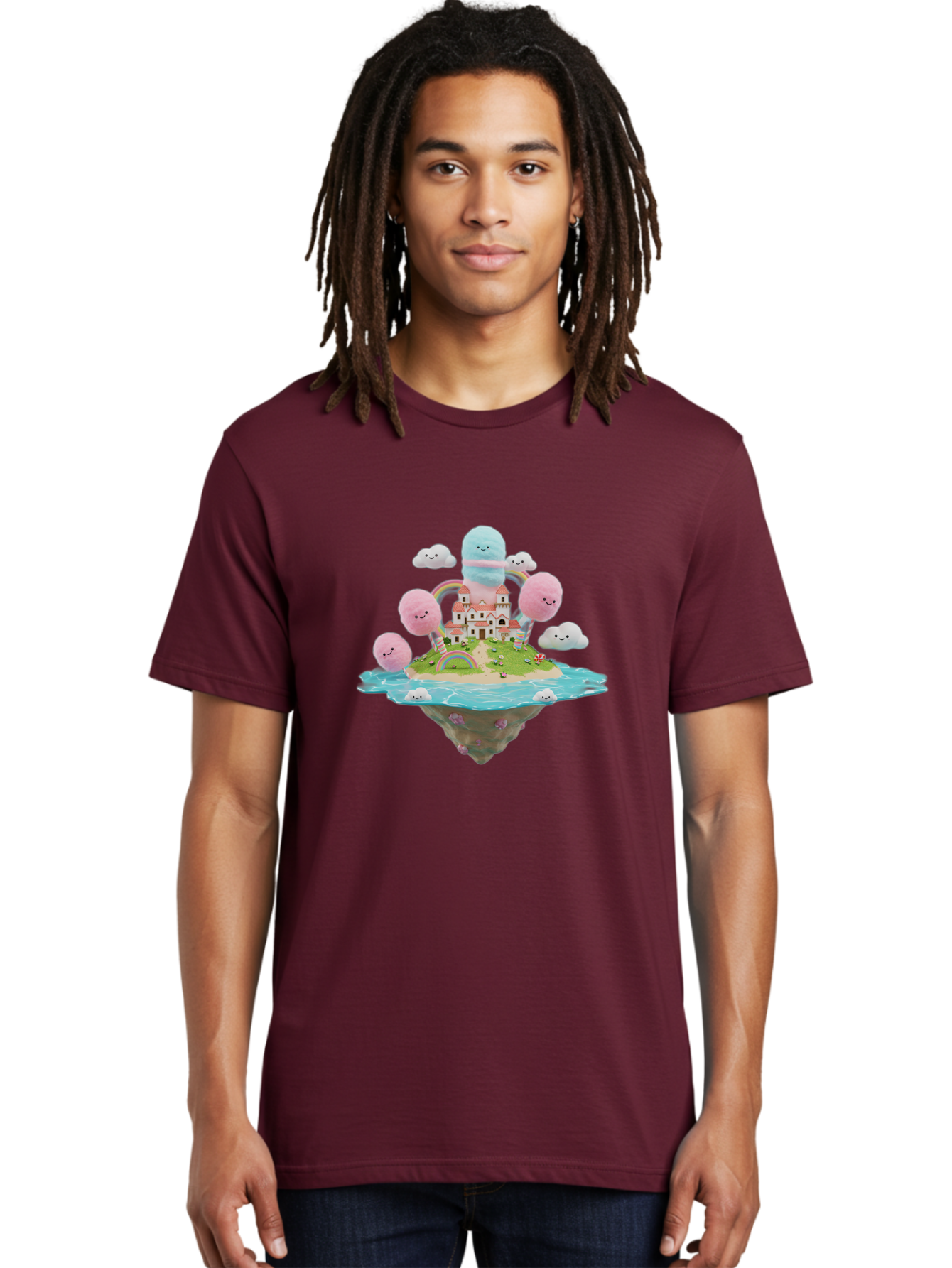 Floating-Castle-With-Smiling-Cotton-Candy-Clouds Men'S Graphic Tee, 100% Cotton, Comfortable Casual Summer Wear, Machine Washable, Vintage Camera, Old Camera, Antique Camera, Black Camera, Classic Photography, Photography Equipment, Bai871