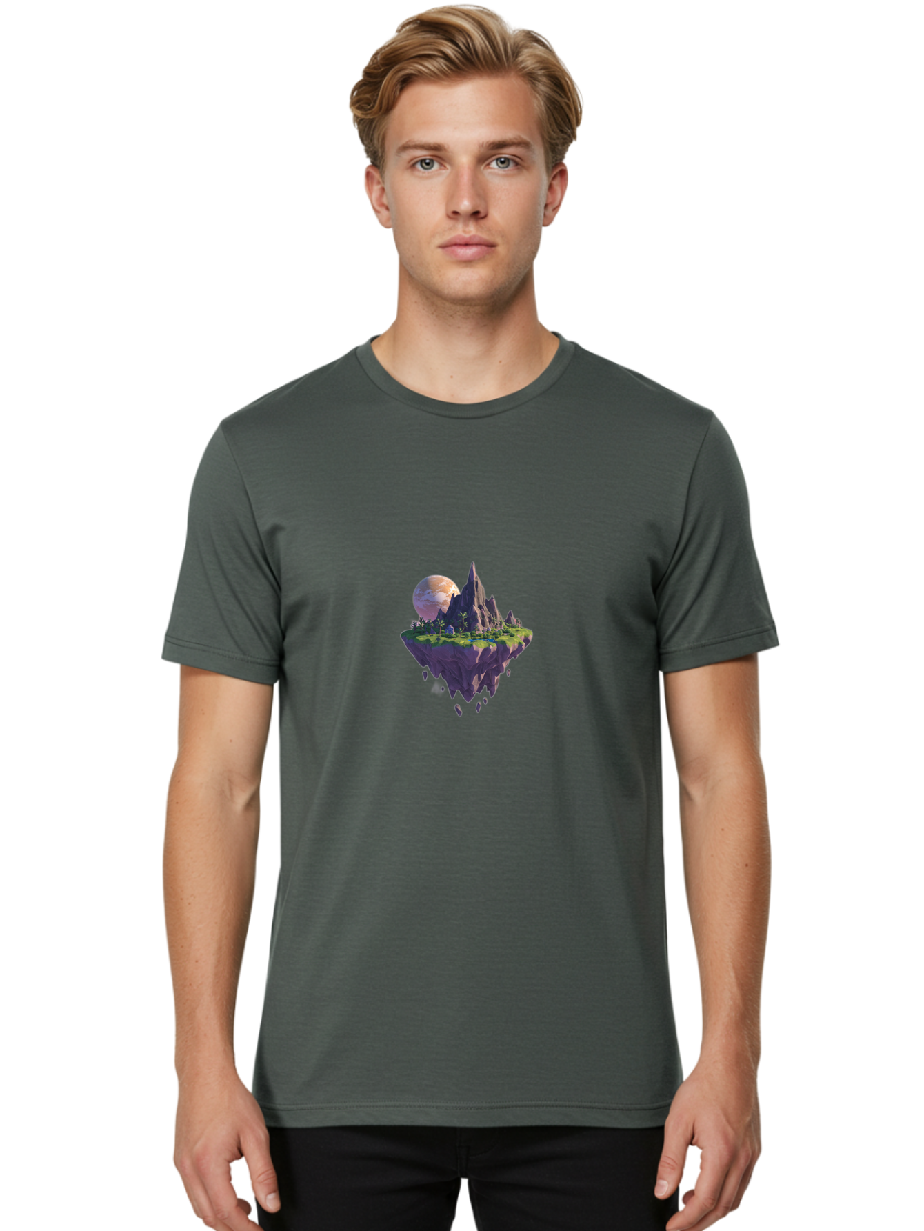 Floating-Island-Landscape Men'S Graphic Tee, 100% Cotton, Comfortable Casual Summer Wear, Machine Washable, Vintage Camera, Old Camera, Antique Camera, Black Camera, Classic Photography, Photography Equipment, Nostalgic Device, Film Camera, Bai882
