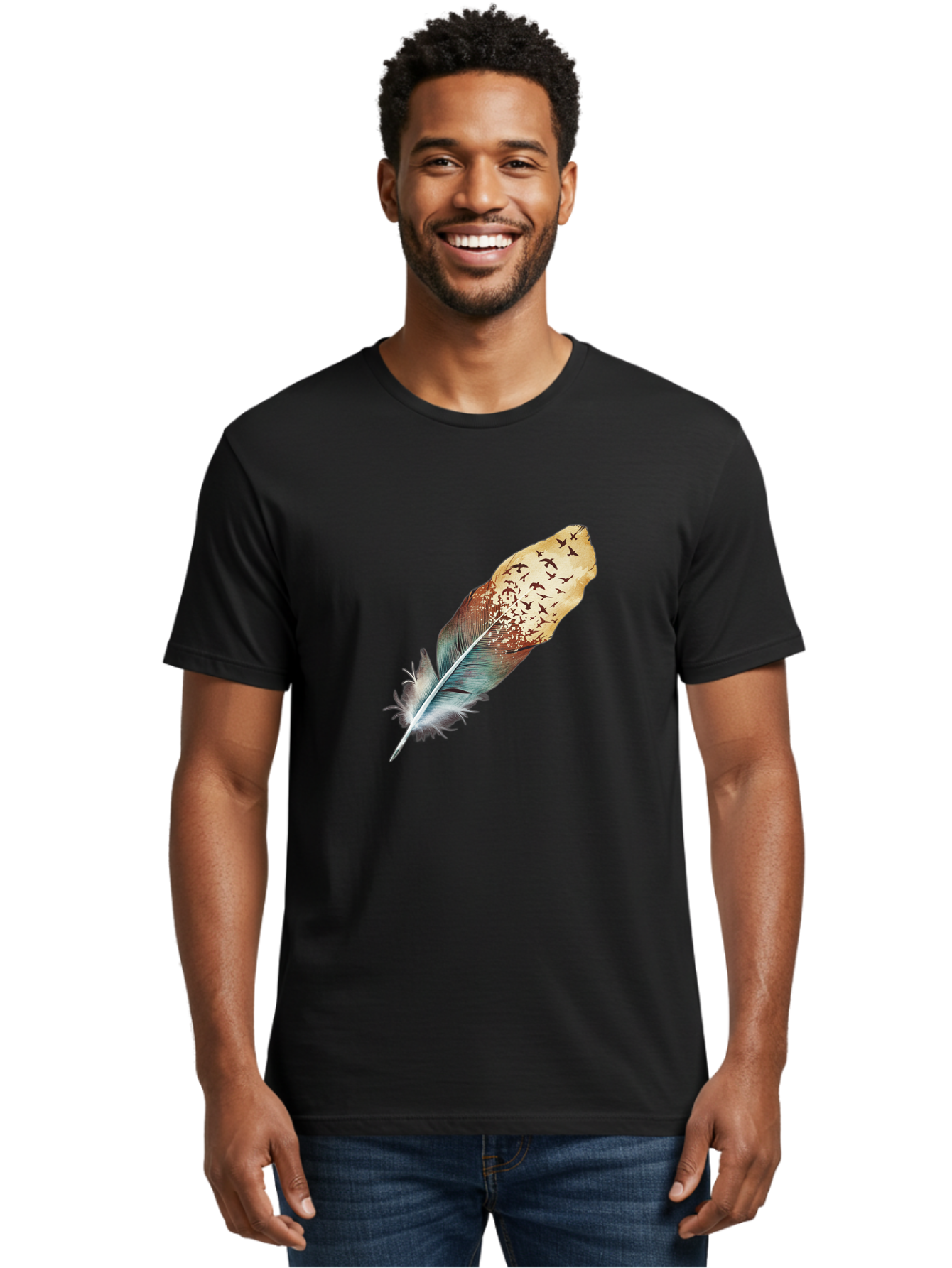 Flock-Of-Birds-Feather Men'S Graphic Tee, 100% Cotton, Comfortable Casual Summer Wear, Machine Washable, Vintage Camera, Old Camera, Antique Camera, Black Camera, Classic Photography, Photography Equipment, Nostalgic Device, Film Camera, Bai892