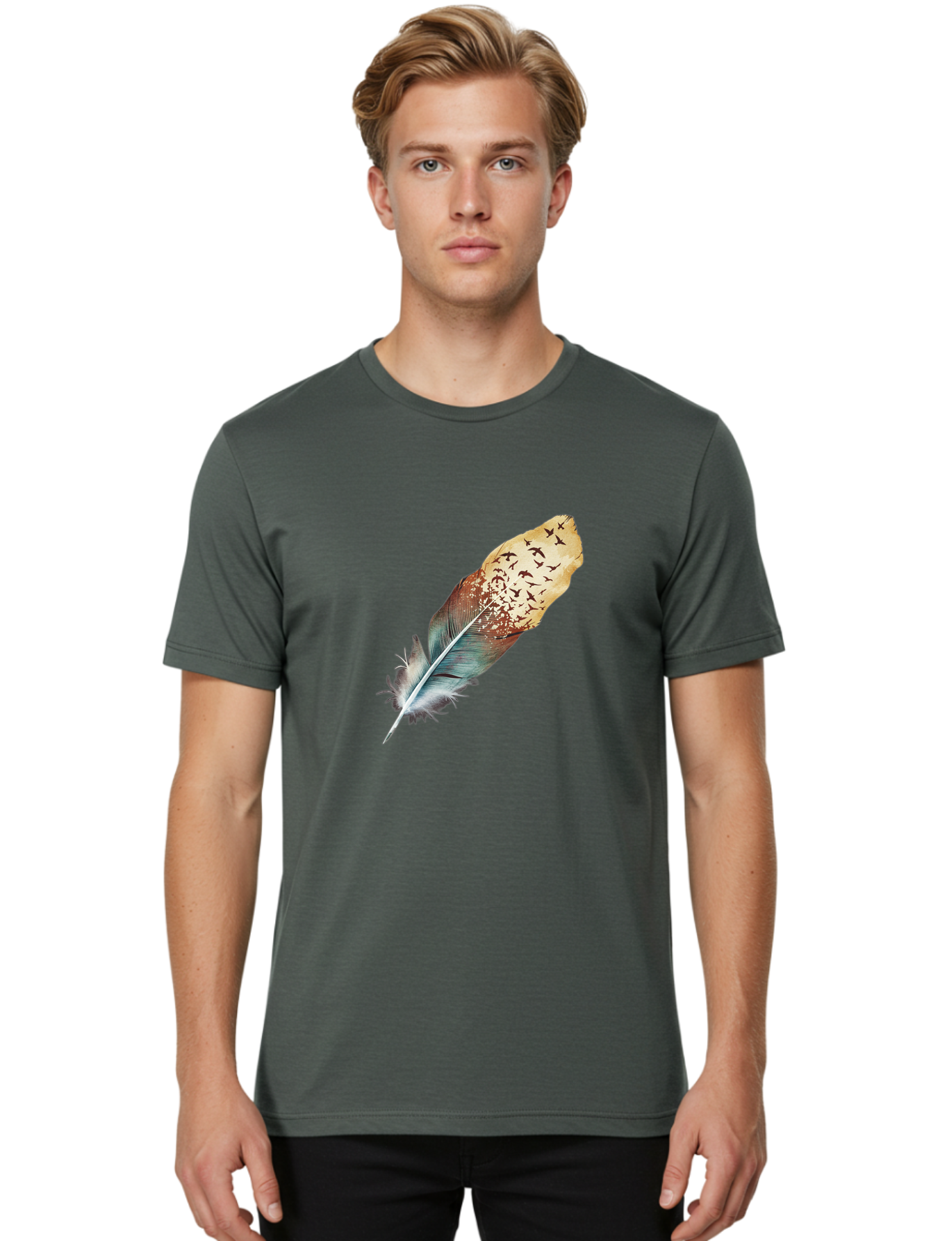 Flock-Of-Birds-Feather Men'S Graphic Tee, 100% Cotton, Comfortable Casual Summer Wear, Machine Washable, Vintage Camera, Old Camera, Antique Camera, Black Camera, Classic Photography, Photography Equipment, Nostalgic Device, Film Camera, Bai892