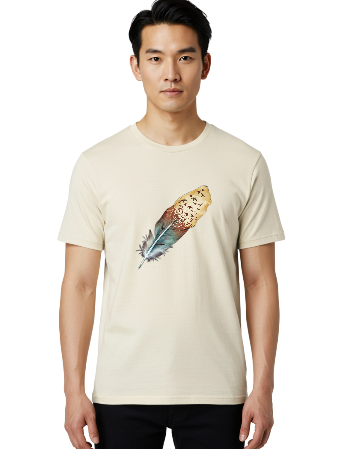 Flock-Of-Birds-Feather Men'S Graphic Tee, 100% Cotton, Comfortable Casual Summer Wear, Machine Washable, Vintage Camera, Old Camera, Antique Camera, Black Camera, Classic Photography, Photography Equipment, Nostalgic Device, Film Camera, Bai892