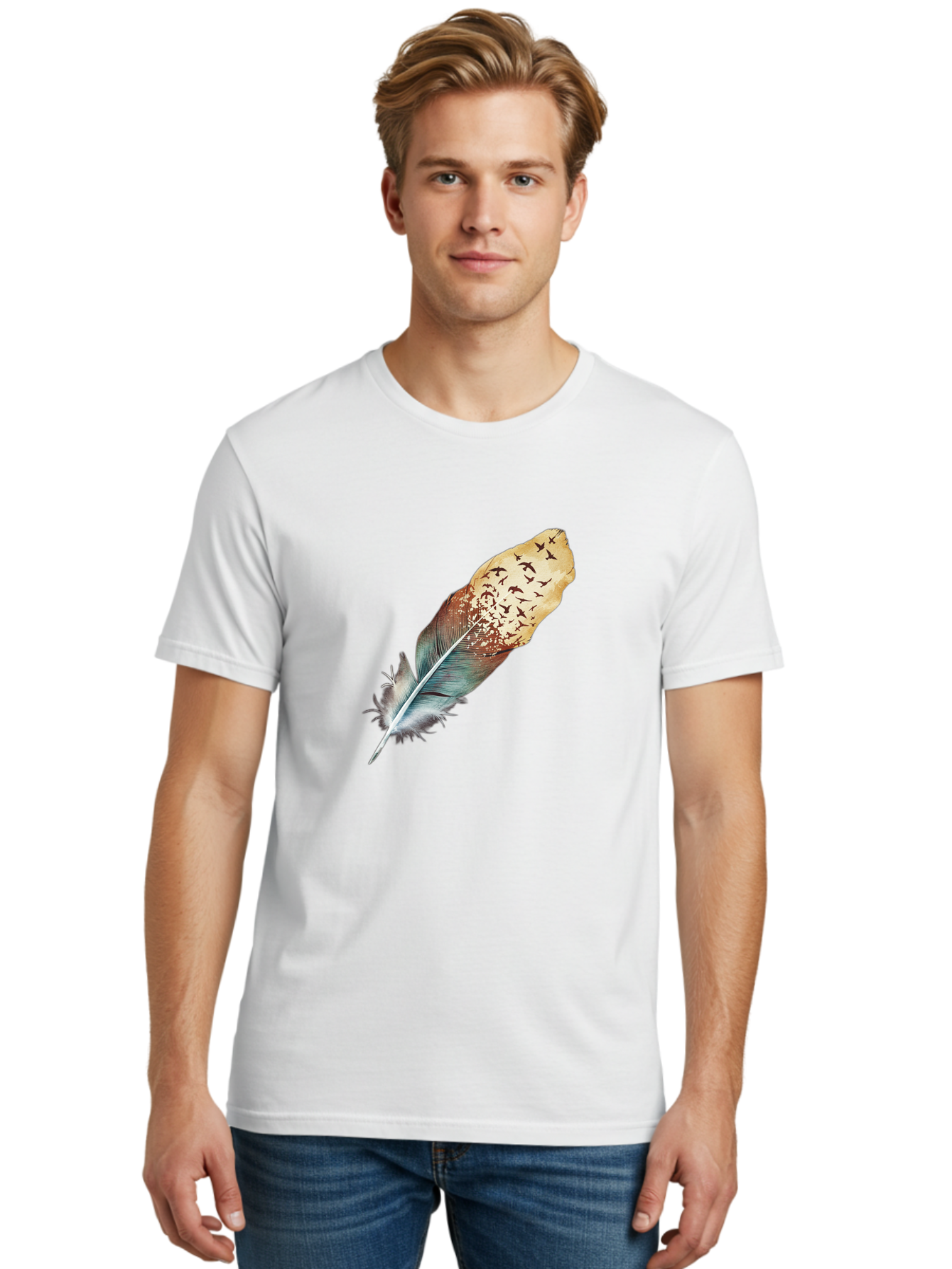Flock-Of-Birds-Feather Men'S Graphic Tee, 100% Cotton, Comfortable Casual Summer Wear, Machine Washable, Vintage Camera, Old Camera, Antique Camera, Black Camera, Classic Photography, Photography Equipment, Nostalgic Device, Film Camera, Bai892