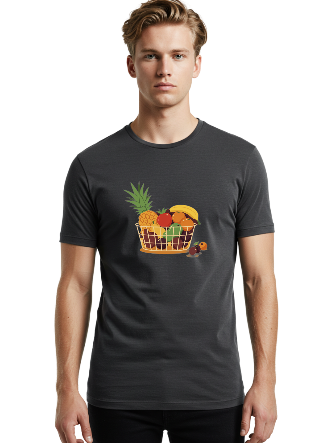 Fruit-Basket-11 Men'S Graphic Tee, 100% Cotton, Comfortable Casual Summer Wear, Machine Washable, Vintage Camera, Old Camera, Antique Camera, Black Camera, Classic Photography, Photography Equipment, Nostalgic Device, Film Camera, Camera Art Bai900