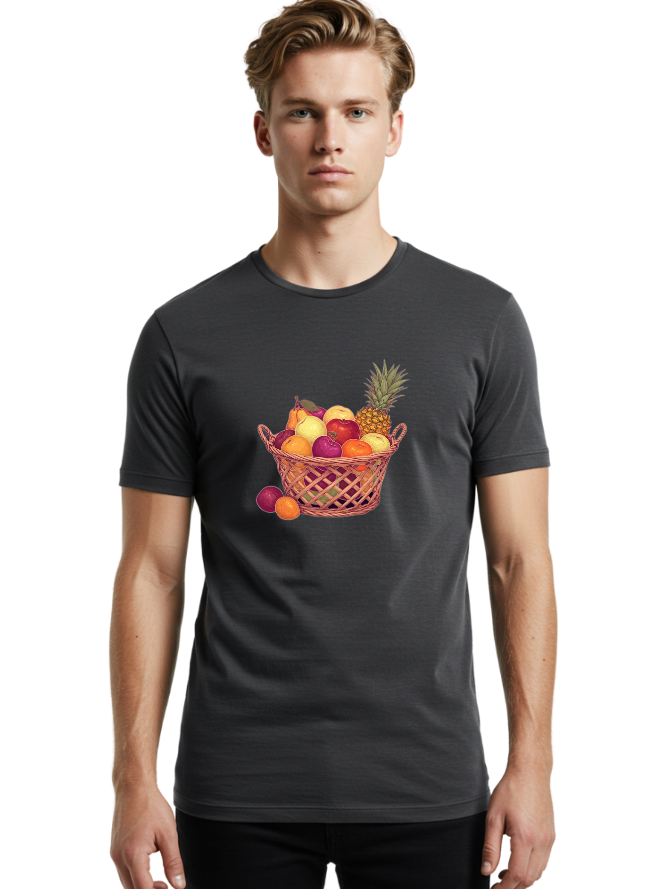 Fruit-Basket-2 Men'S Graphic Tee, 100% Cotton, Comfortable Casual Summer Wear, Machine Washable, Vintage Camera, Old Camera, Antique Camera, Black Camera, Classic Photography, Photography Equipment, Nostalgic Device, Film Camera, Camera Art Bai909