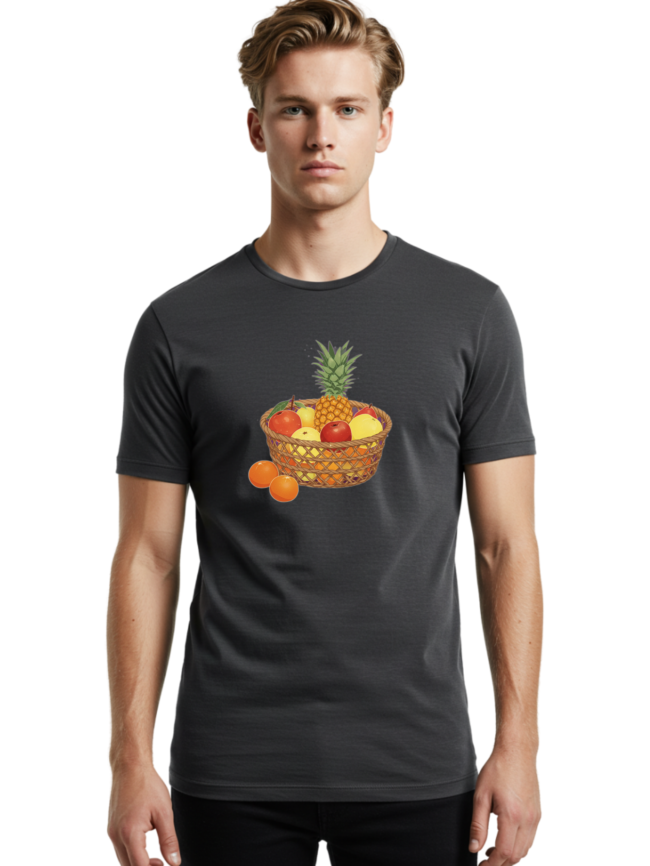 Fruit-Basket-3 Men'S Graphic Tee, 100% Cotton, Comfortable Casual Summer Wear, Machine Washable, Vintage Camera, Old Camera, Antique Camera, Black Camera, Classic Photography, Photography Equipment, Nostalgic Device, Film Camera, Camera Art Bai920