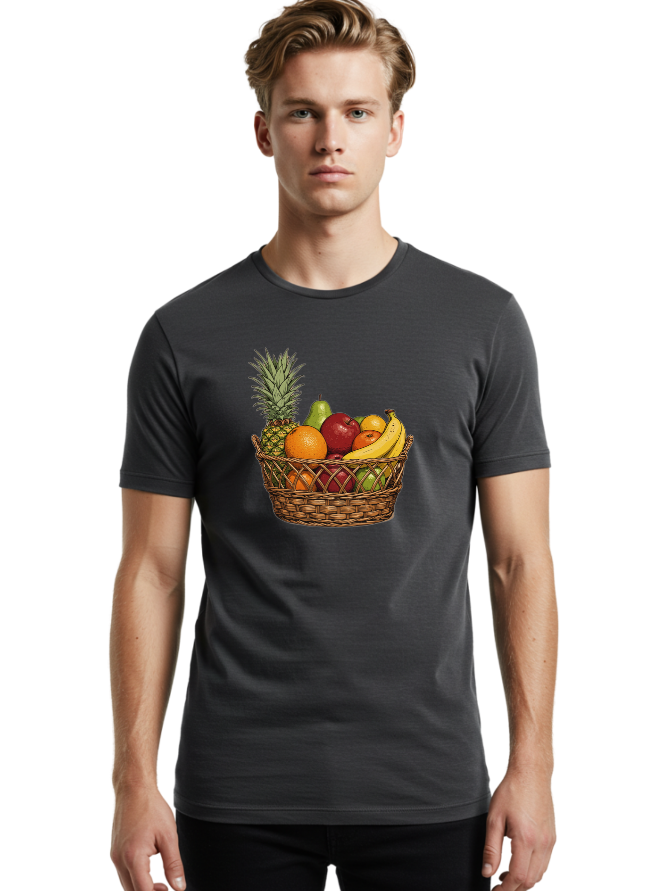 Fruit-Basket-8 Men'S Graphic Tee, 100% Cotton, Comfortable Casual Summer Wear, Machine Washable, Vintage Camera, Old Camera, Antique Camera, Black Camera, Classic Photography, Photography Equipment, Nostalgic Device, Film Camera, Camera Art Bai929