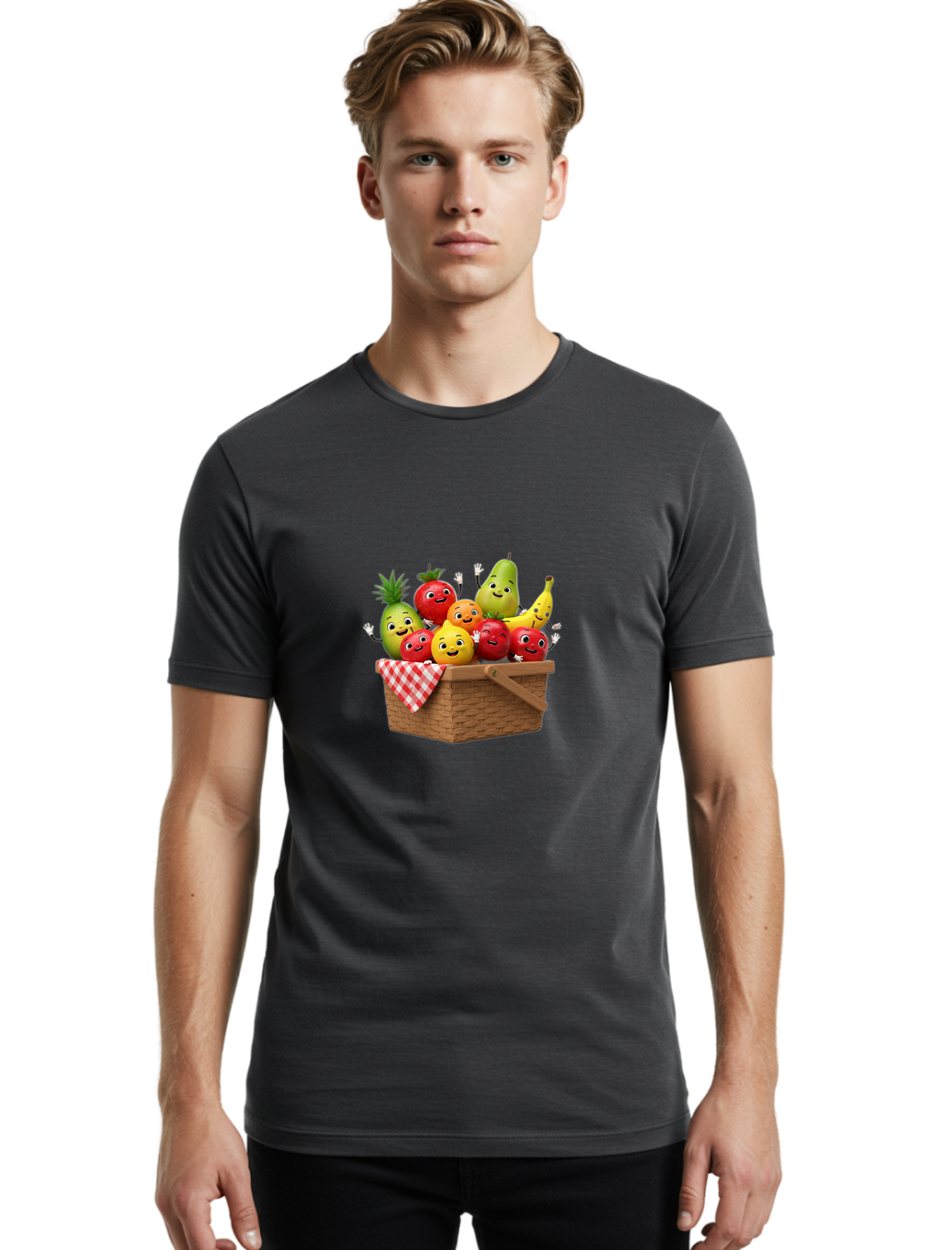 Fruit-Characters-In-Basket Men'S Graphic Tee, 100% Cotton, Comfortable Casual Summer Wear, Machine Washable, Vintage Camera, Old Camera, Antique Camera, Black Camera, Classic Photography, Photography Equipment, Nostalgic Device, Film Camera, Bai933
