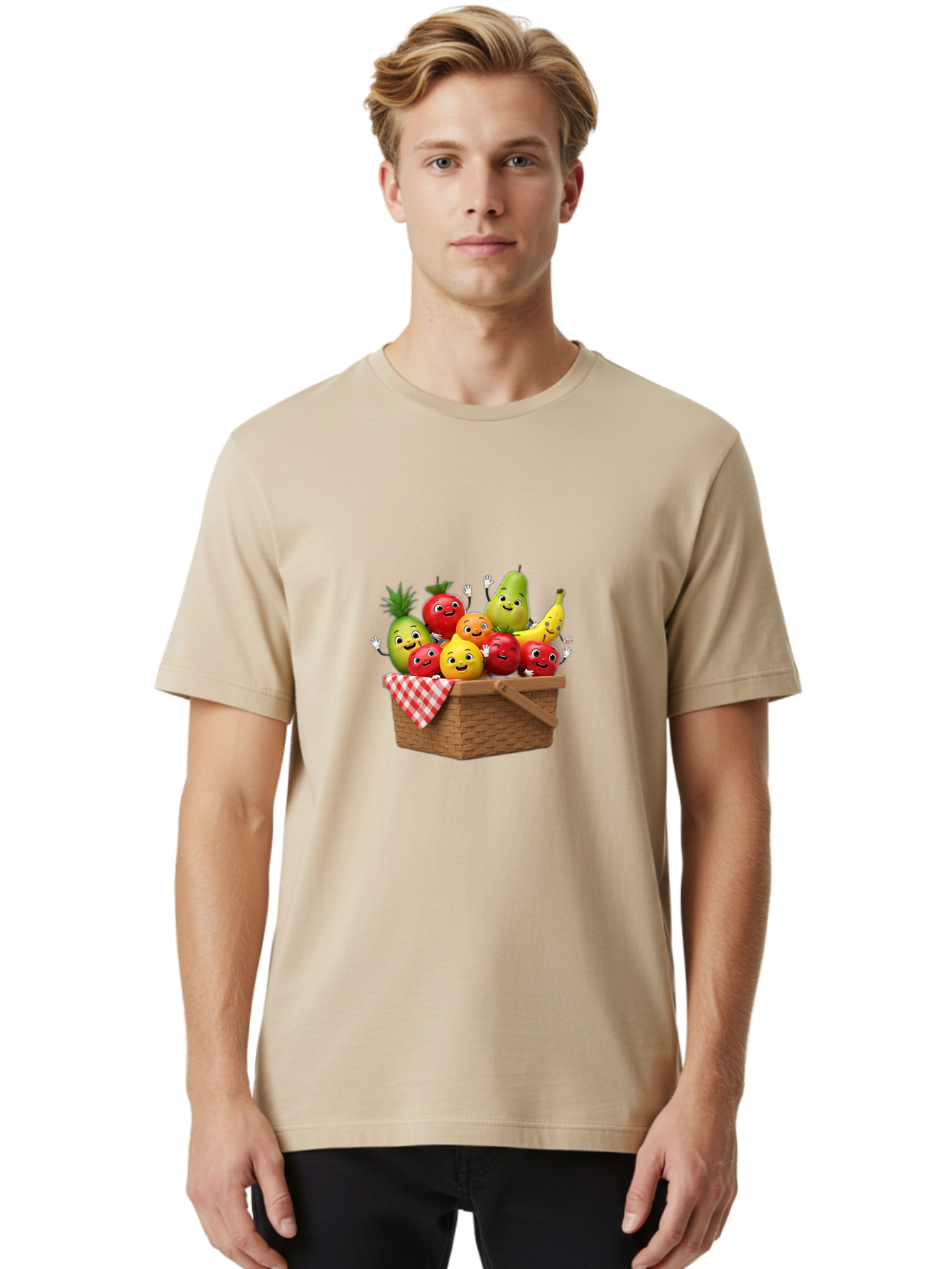 Fruit-Characters-In-Basket Men'S Graphic Tee, 100% Cotton, Comfortable Casual Summer Wear, Machine Washable, Vintage Camera, Old Camera, Antique Camera, Black Camera, Classic Photography, Photography Equipment, Nostalgic Device, Film Camera, Bai933