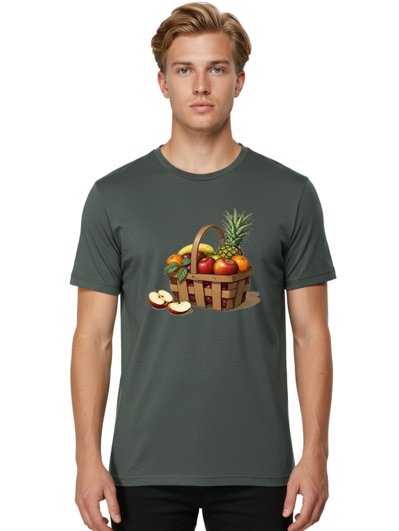 Fruit-Wicker-Basket Men'S Graphic Tee, 100% Cotton, Comfortable Casual Summer Wear, Machine Washable, Vintage Camera, Old Camera, Antique Camera, Black Camera, Classic Photography, Photography Equipment, Nostalgic Device, Film Camera, Bai935