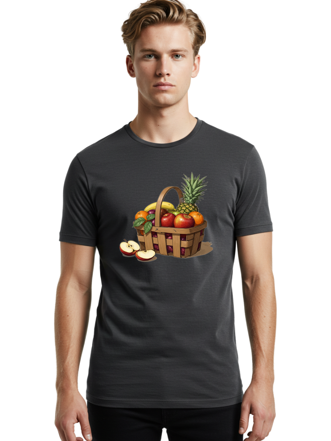 Fruit-Wicker-Basket Men'S Graphic Tee, 100% Cotton, Comfortable Casual Summer Wear, Machine Washable, Vintage Camera, Old Camera, Antique Camera, Black Camera, Classic Photography, Photography Equipment, Nostalgic Device, Film Camera, Bai935