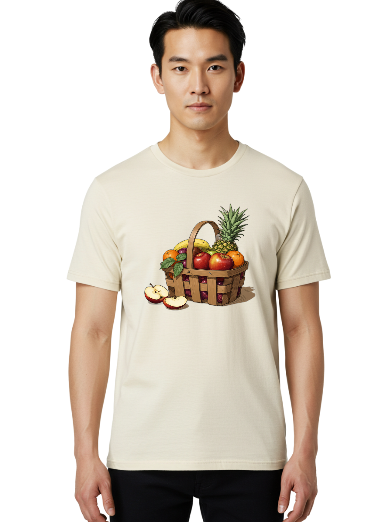 Fruit-Wicker-Basket Men'S Graphic Tee, 100% Cotton, Comfortable Casual Summer Wear, Machine Washable, Vintage Camera, Old Camera, Antique Camera, Black Camera, Classic Photography, Photography Equipment, Nostalgic Device, Film Camera, Bai935