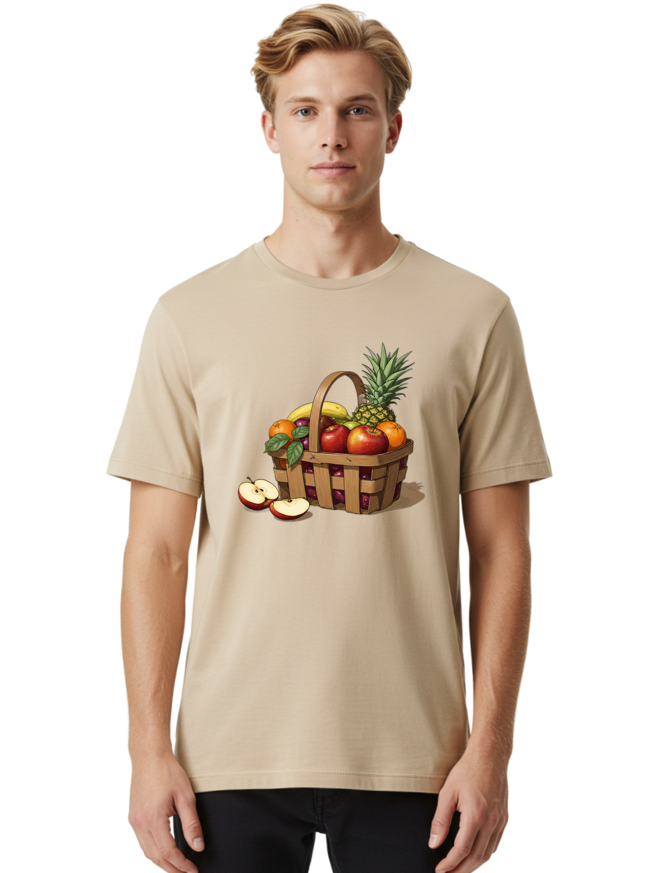 Fruit-Wicker-Basket Men'S Graphic Tee, 100% Cotton, Comfortable Casual Summer Wear, Machine Washable, Vintage Camera, Old Camera, Antique Camera, Black Camera, Classic Photography, Photography Equipment, Nostalgic Device, Film Camera, Bai935
