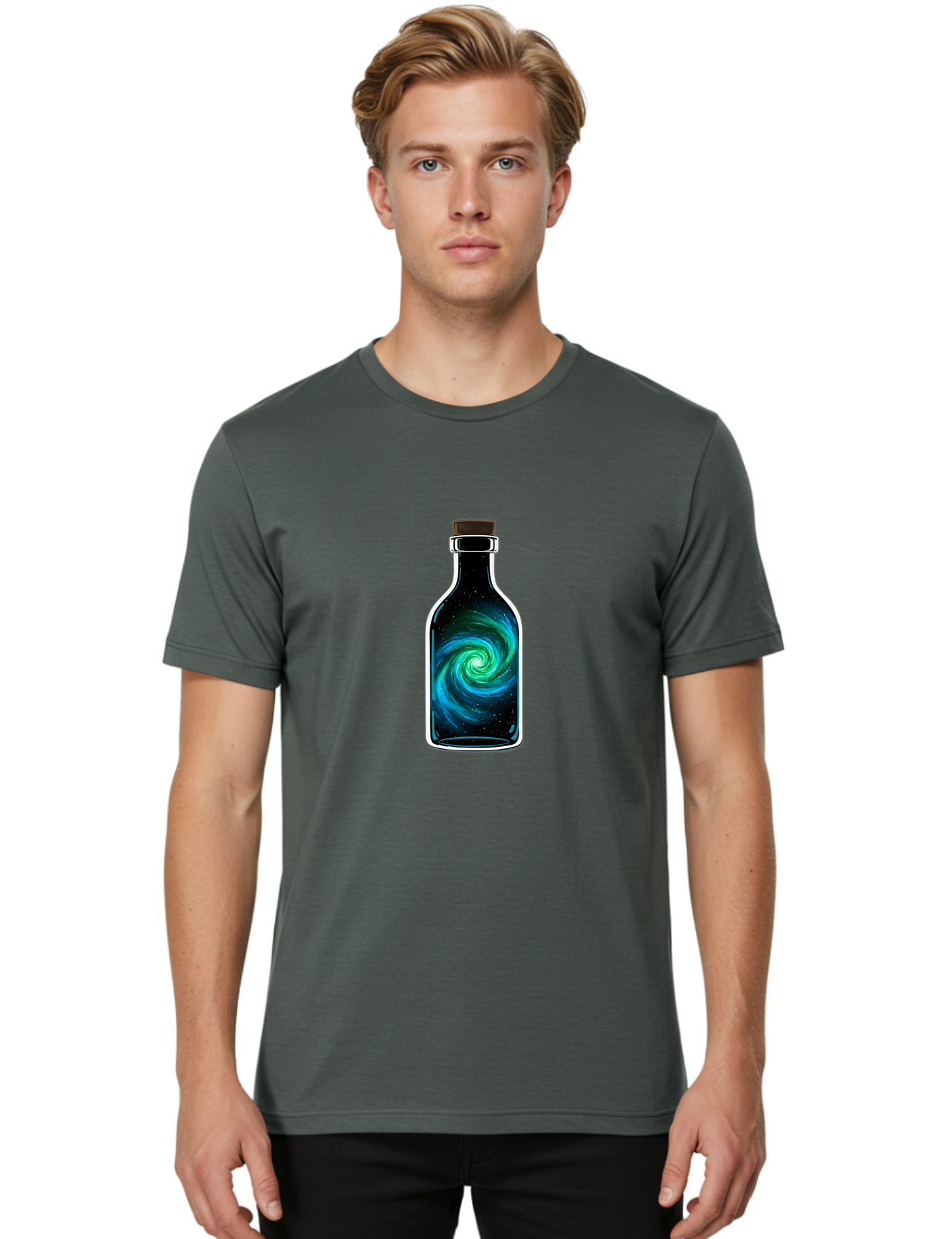 Galaxy-Bottle-12 Men'S Graphic Tee, 100% Cotton, Comfortable Casual Summer Wear, Machine Washable, Vintage Camera, Old Camera, Antique Camera, Black Camera, Classic Photography, Photography Equipment, Nostalgic Device, Film Camera, Camera Art Bai942