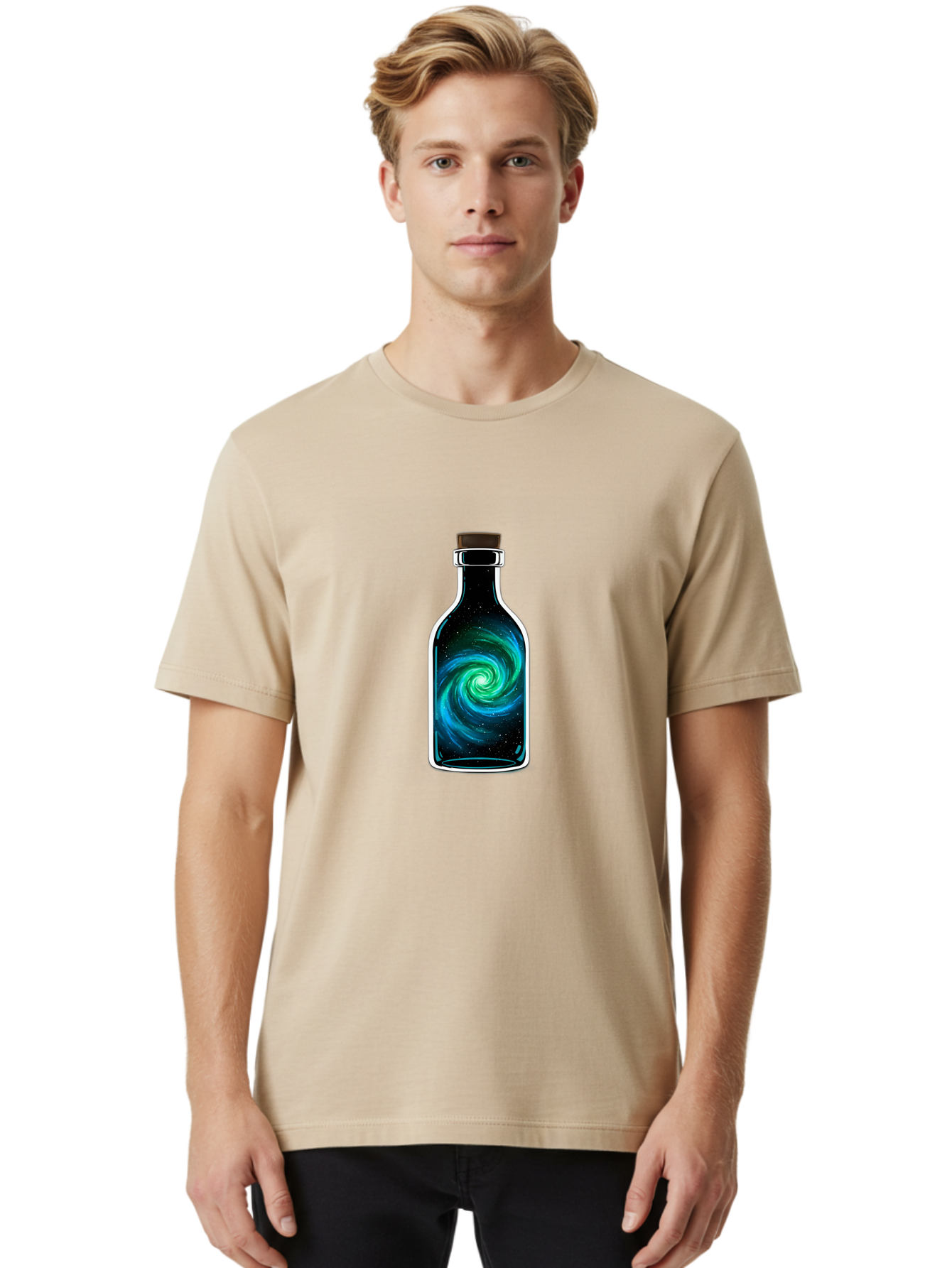 Galaxy-Bottle-12 Men'S Graphic Tee, 100% Cotton, Comfortable Casual Summer Wear, Machine Washable, Vintage Camera, Old Camera, Antique Camera, Black Camera, Classic Photography, Photography Equipment, Nostalgic Device, Film Camera, Camera Art Bai942