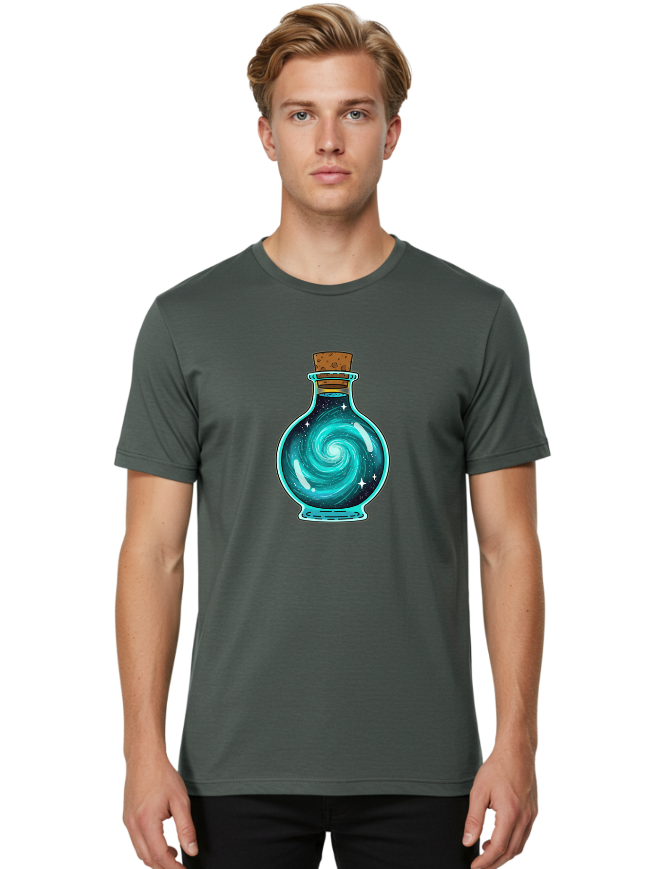 Galaxy-Bottle-13 Men'S Graphic Tee, 100% Cotton, Comfortable Casual Summer Wear, Machine Washable, Vintage Camera, Old Camera, Antique Camera, Black Camera, Classic Photography, Photography Equipment, Nostalgic Device, Film Camera, Camera Art Bai943