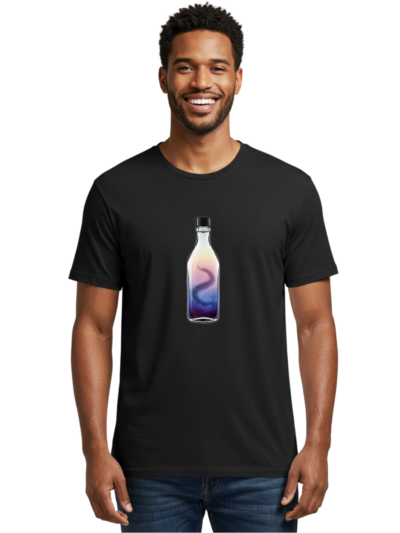 Galaxy-Bottle-16 Men'S Graphic Tee, 100% Cotton, Comfortable Casual Summer Wear, Machine Washable, Vintage Camera, Old Camera, Antique Camera, Black Camera, Classic Photography, Photography Equipment, Nostalgic Device, Film Camera, Camera Art Bai946