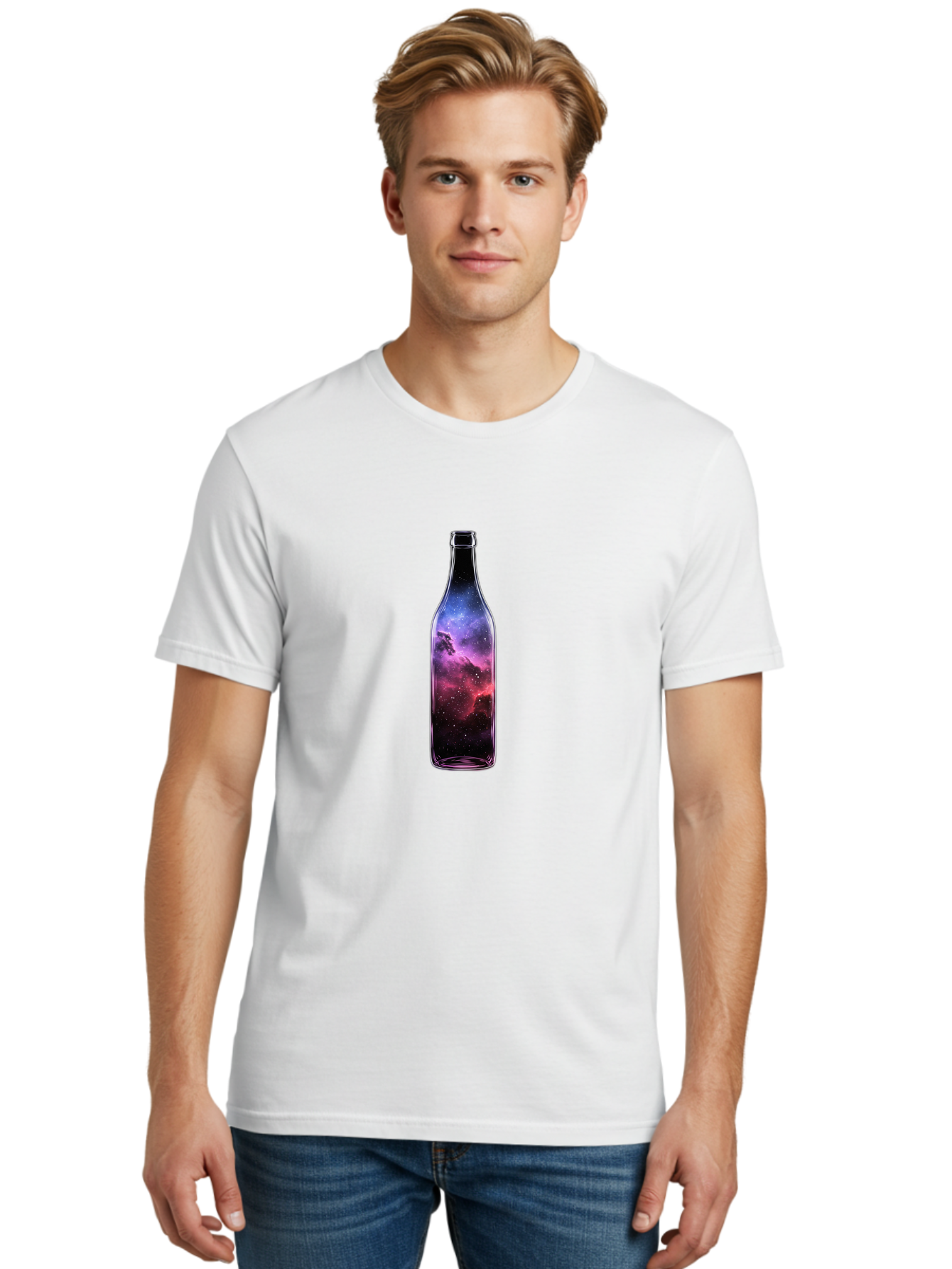 Galaxy-Bottle-18 Men'S Graphic Tee, 100% Cotton, Comfortable Casual Summer Wear, Machine Washable, Vintage Camera, Old Camera, Antique Camera, Black Camera, Classic Photography, Photography Equipment, Nostalgic Device, Film Camera, Camera Art Bai948