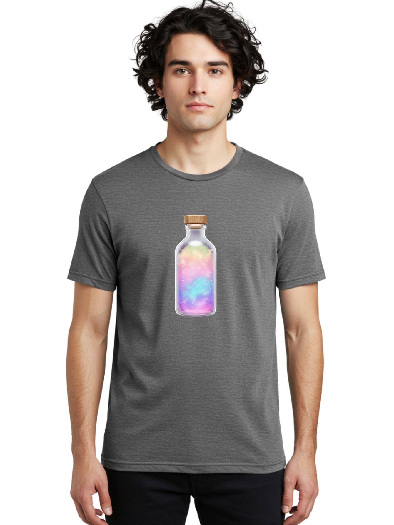 Galaxy-Bottle-2 Men'S Graphic Tee, 100% Cotton, Comfortable Casual Summer Wear, Machine Washable, Vintage Camera, Old Camera, Antique Camera, Black Camera, Classic Photography, Photography Equipment, Nostalgic Device, Film Camera, Camera Art Bai950