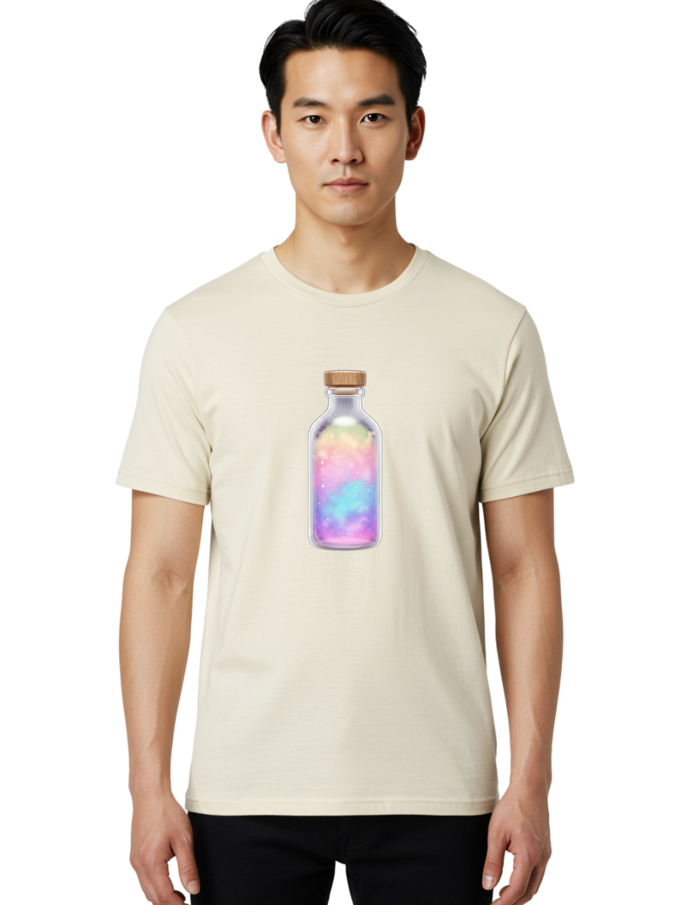 Galaxy-Bottle-2 Men'S Graphic Tee, 100% Cotton, Comfortable Casual Summer Wear, Machine Washable, Vintage Camera, Old Camera, Antique Camera, Black Camera, Classic Photography, Photography Equipment, Nostalgic Device, Film Camera, Camera Art Bai950