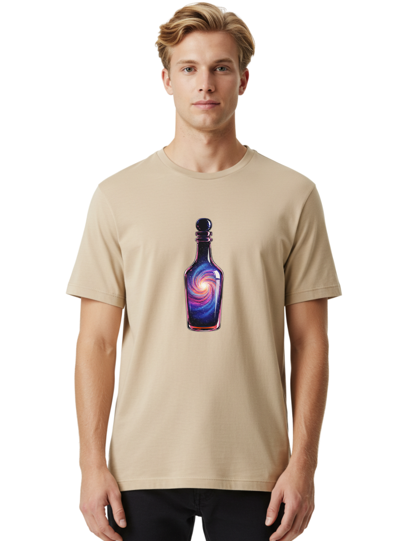 Galaxy-Bottle-20 Men'S Graphic Tee, 100% Cotton, Comfortable Casual Summer Wear, Machine Washable, Vintage Camera, Old Camera, Antique Camera, Black Camera, Classic Photography, Photography Equipment, Nostalgic Device, Film Camera, Camera Art Bai951